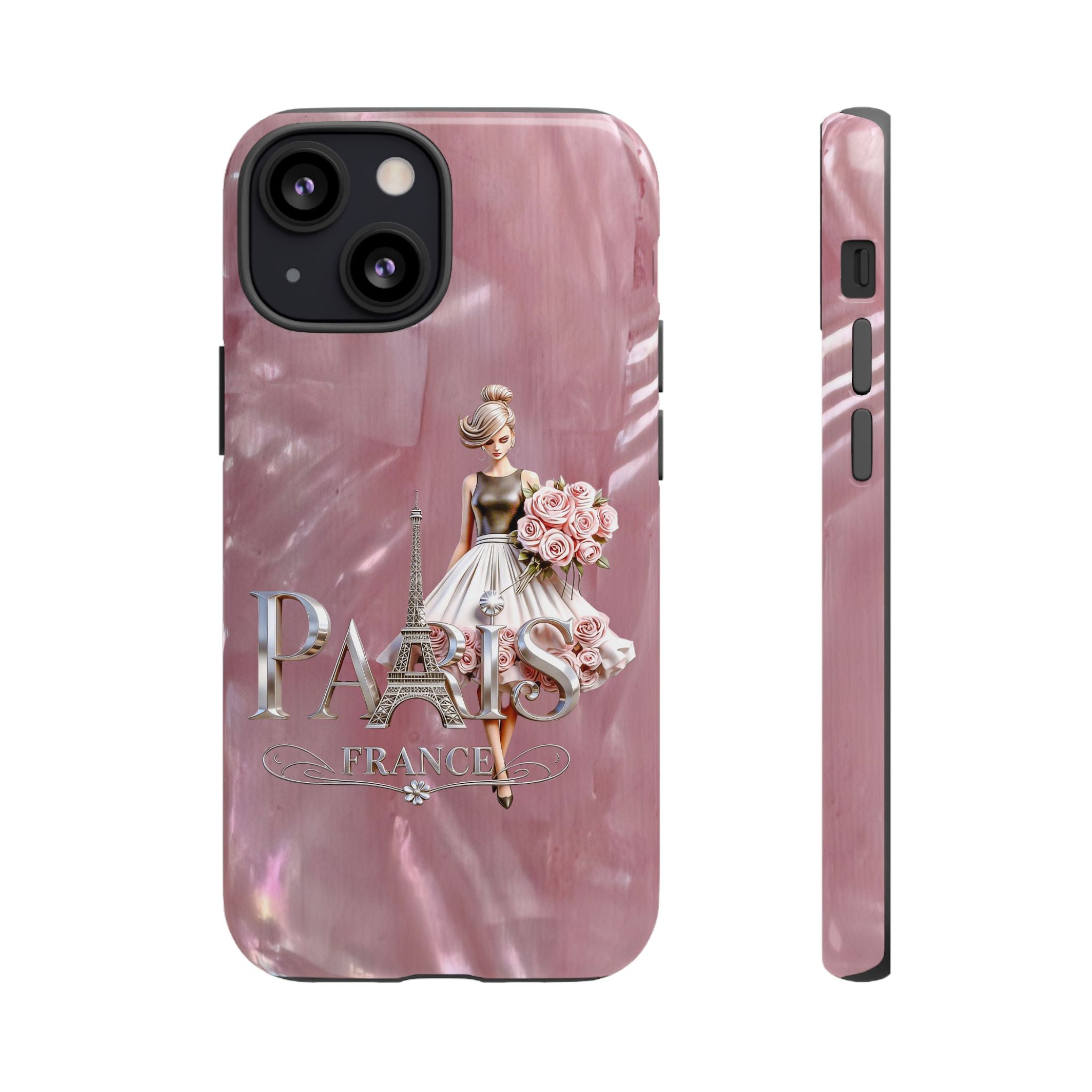 Paris Floral Phone Case - Pink Eiffel Tower Fashion Girl Tough Case Printify