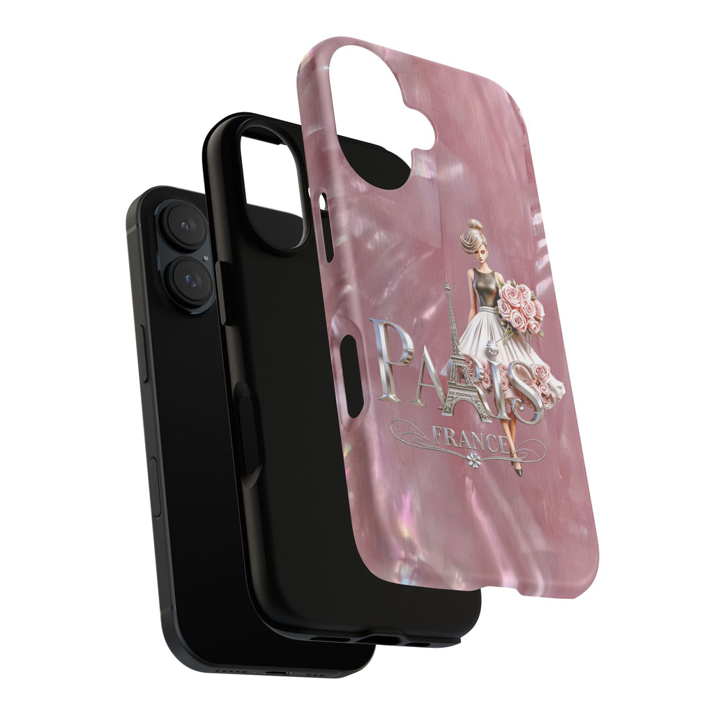Paris Floral Phone Case - Pink Eiffel Tower Fashion Girl Tough Case Printify