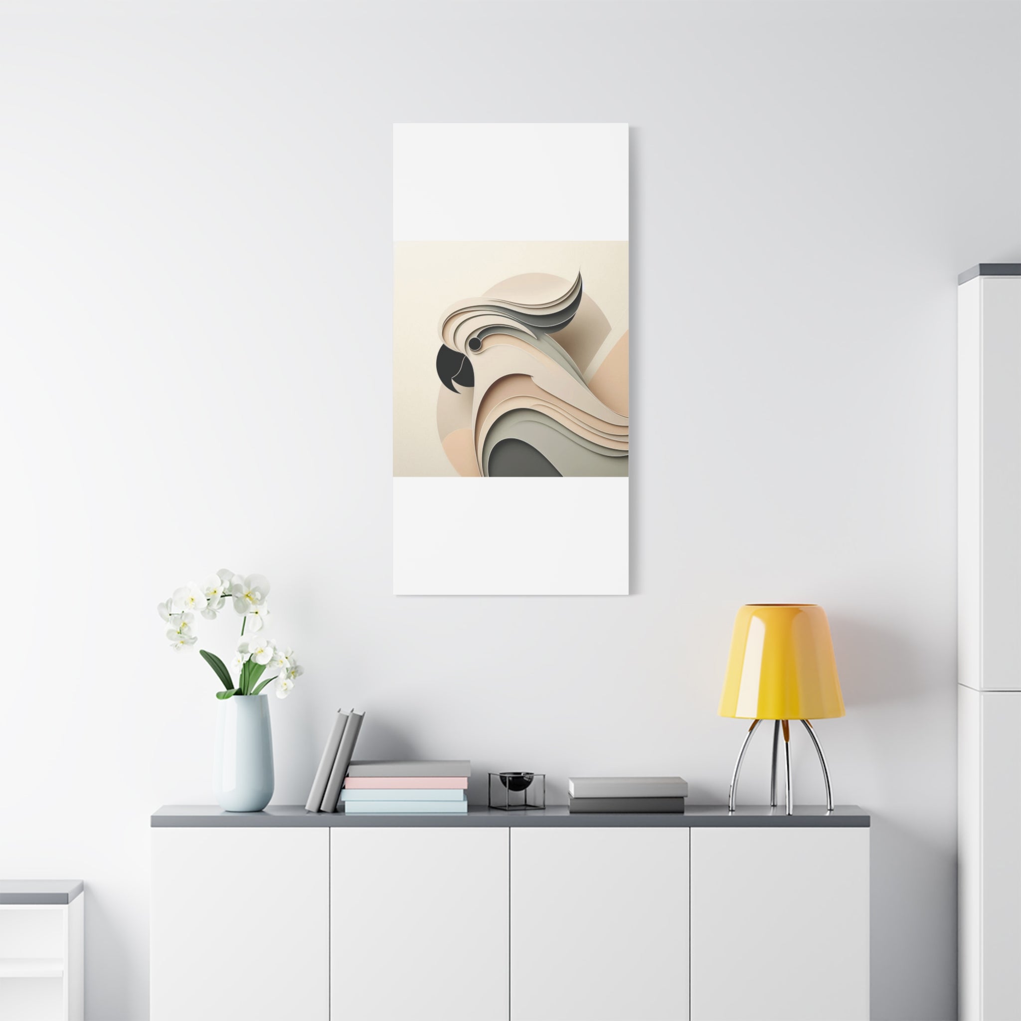 Abstract Paper Cut Cockatoo Matte Canvas Printify