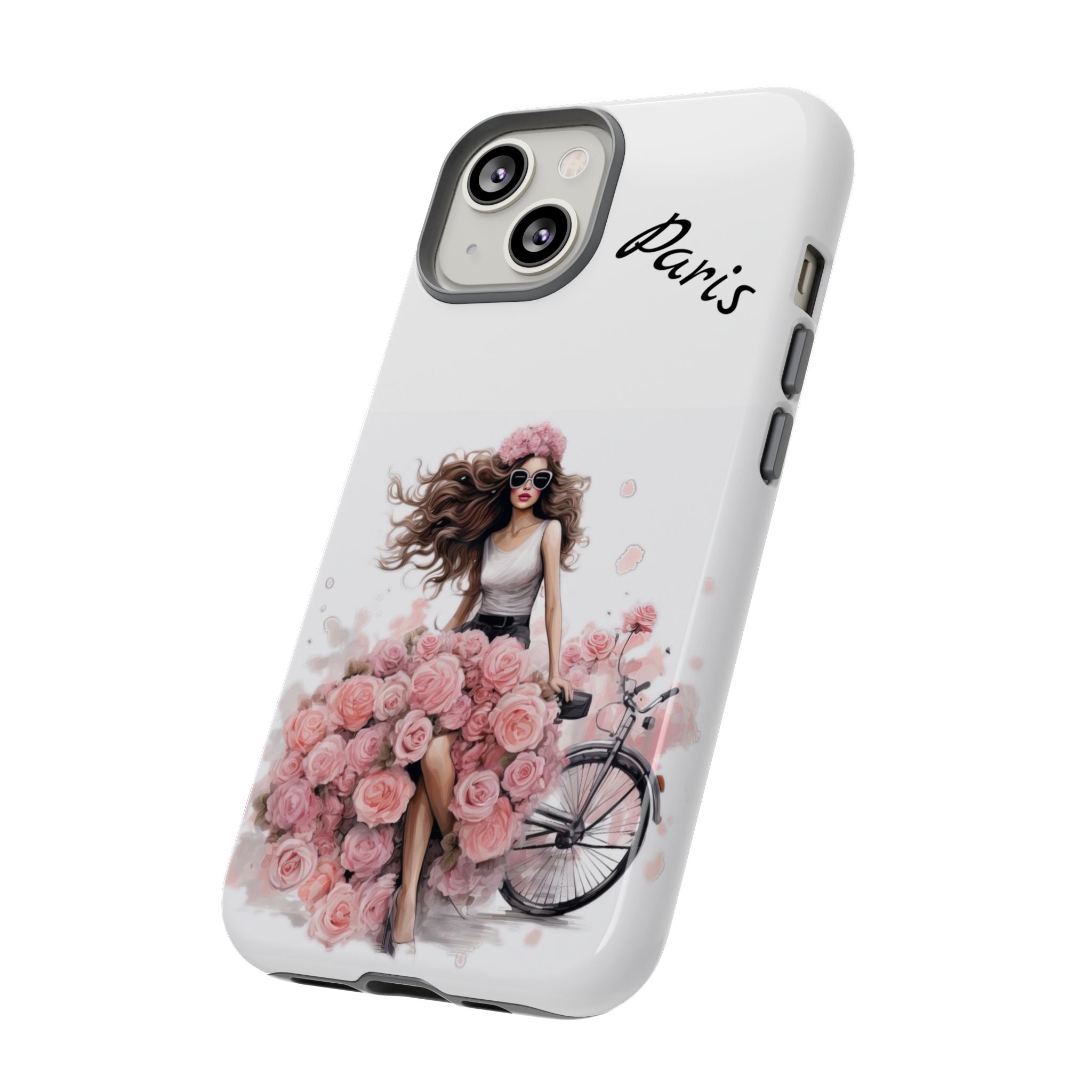 Paris Rose Bicycle woman phone case | Floral iPhone case Printify