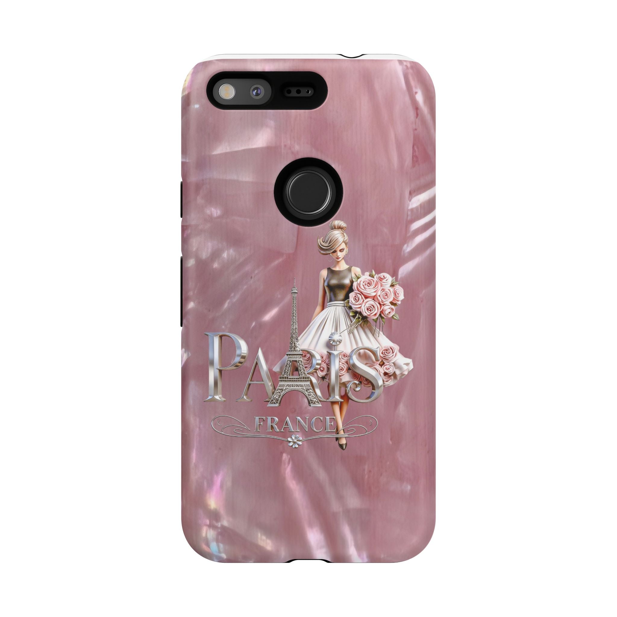 Paris Floral Phone Case - Pink Eiffel Tower Fashion Girl Tough Case Printify