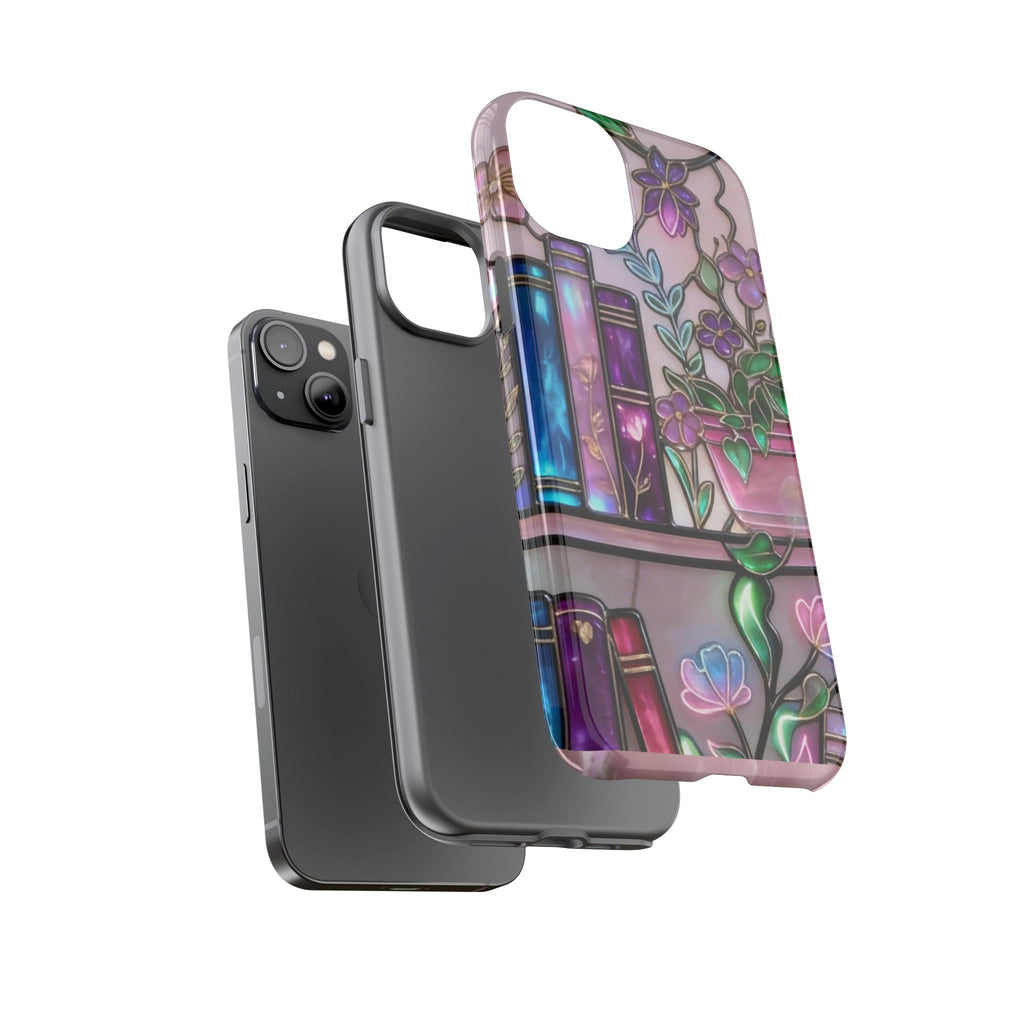 Floral Bookshelf Phone Case — Pastel Botanicals & Magical Book Art Printify