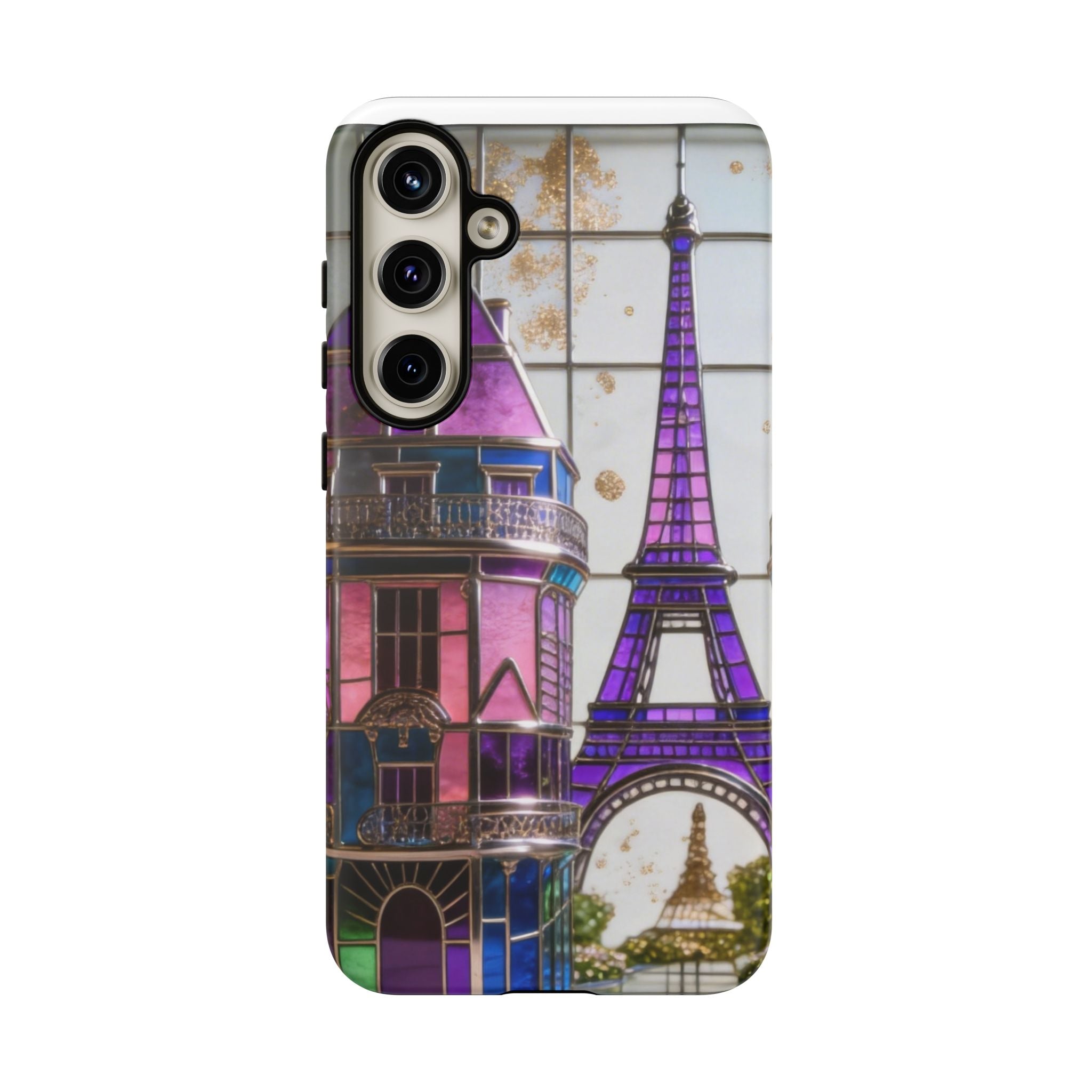 Parisian Eiffel Tower Tough Phone Case — Purple Vintage Cityscape Printify