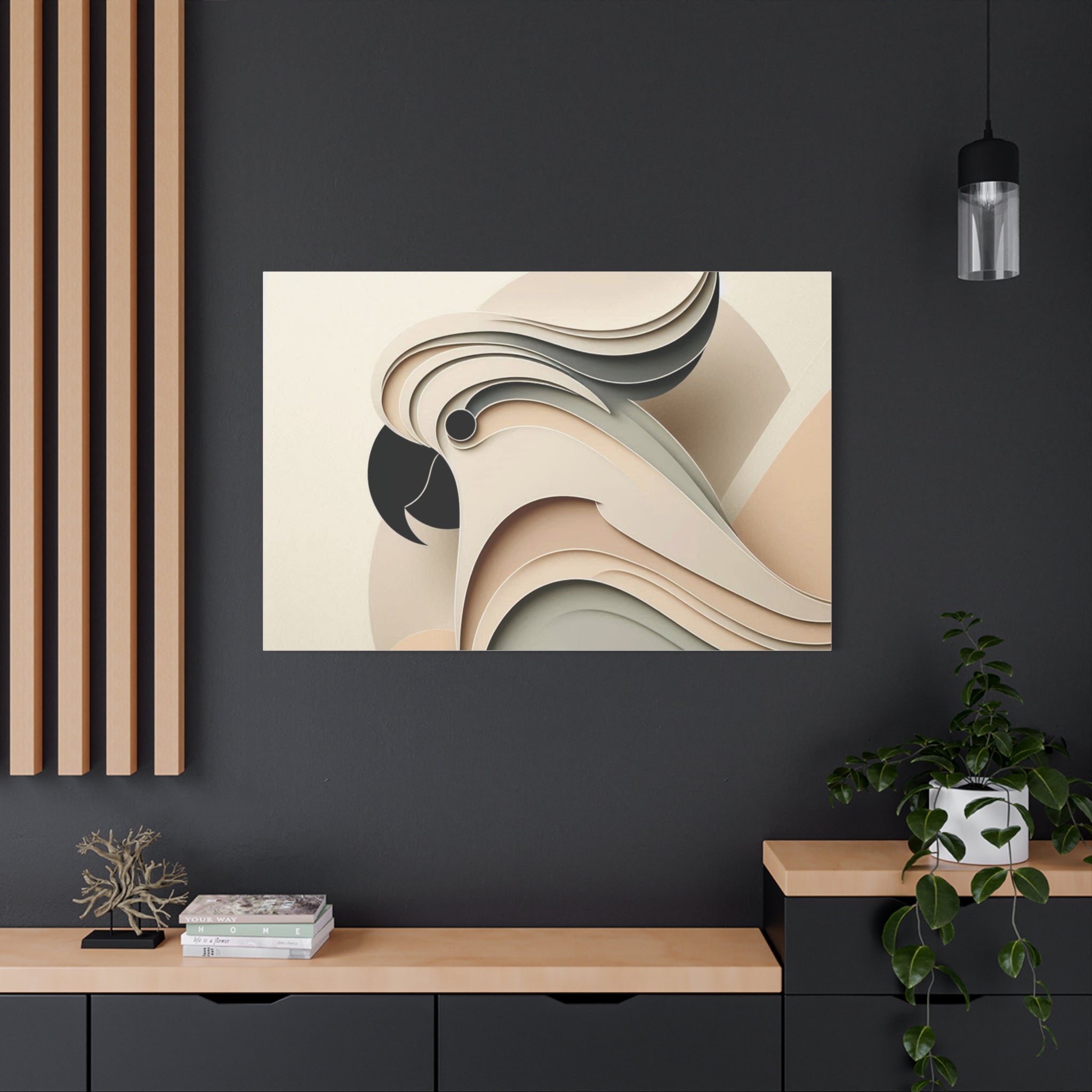 Abstract Paper Cut Cockatoo Matte Canvas Printify
