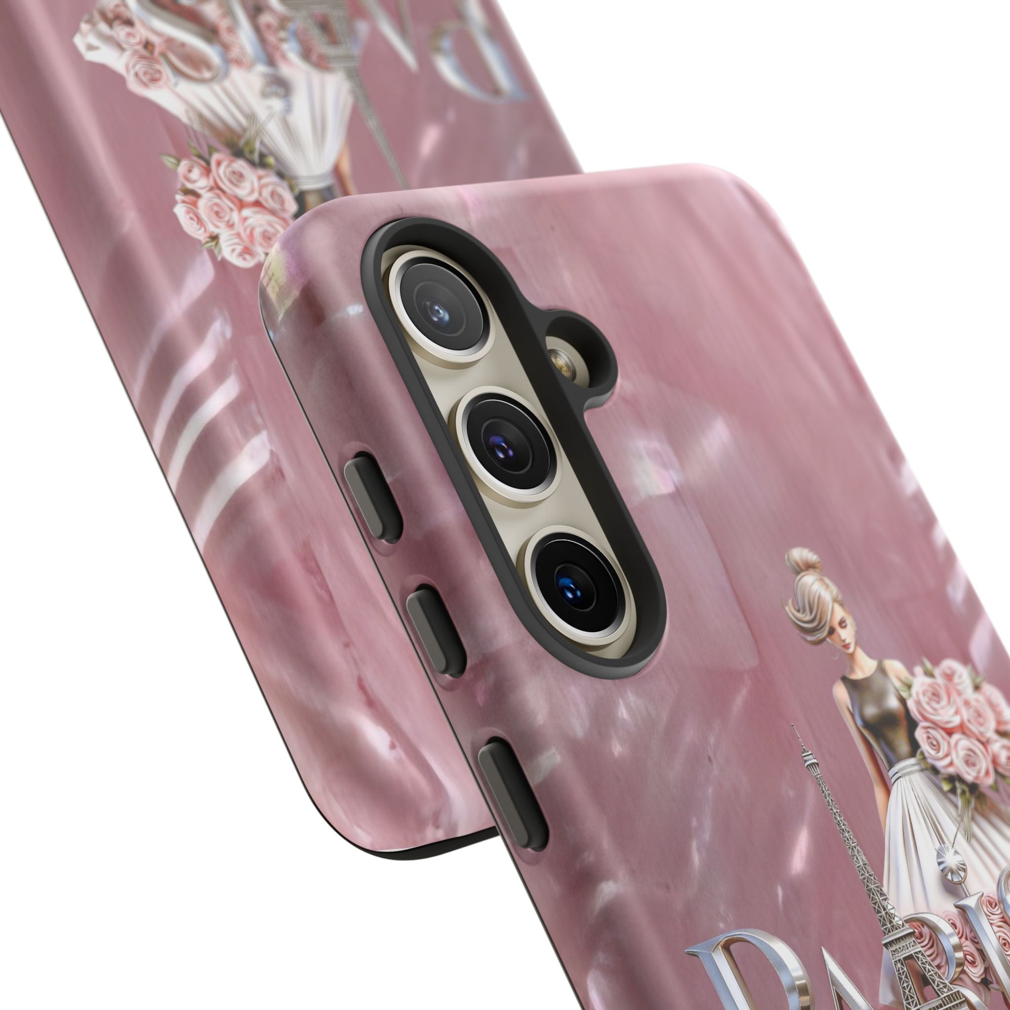 Paris Floral Phone Case - Pink Eiffel Tower Fashion Girl Tough Case Printify