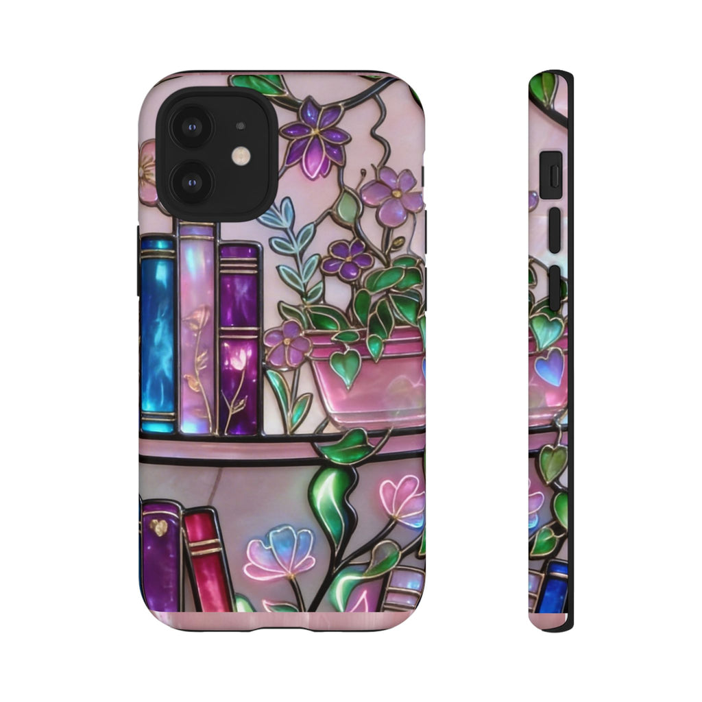 Floral Bookshelf Phone Case — Pastel Botanicals & Magical Book Art Printify