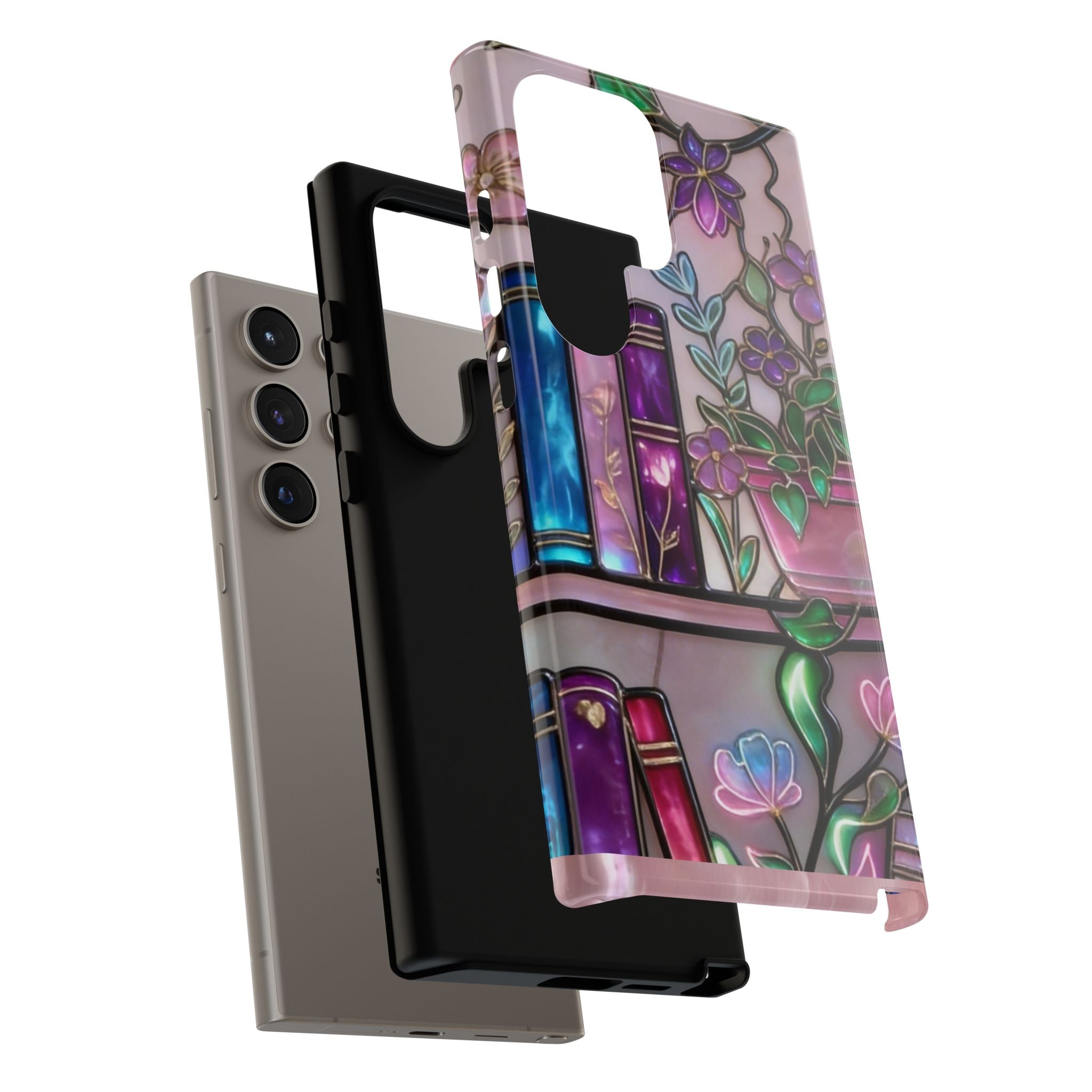 Floral Bookshelf Phone Case — Pastel Botanicals & Magical Book Art Printify