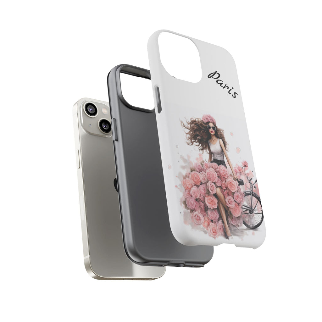 Paris Rose Bicycle woman phone case | Floral iPhone case Printify