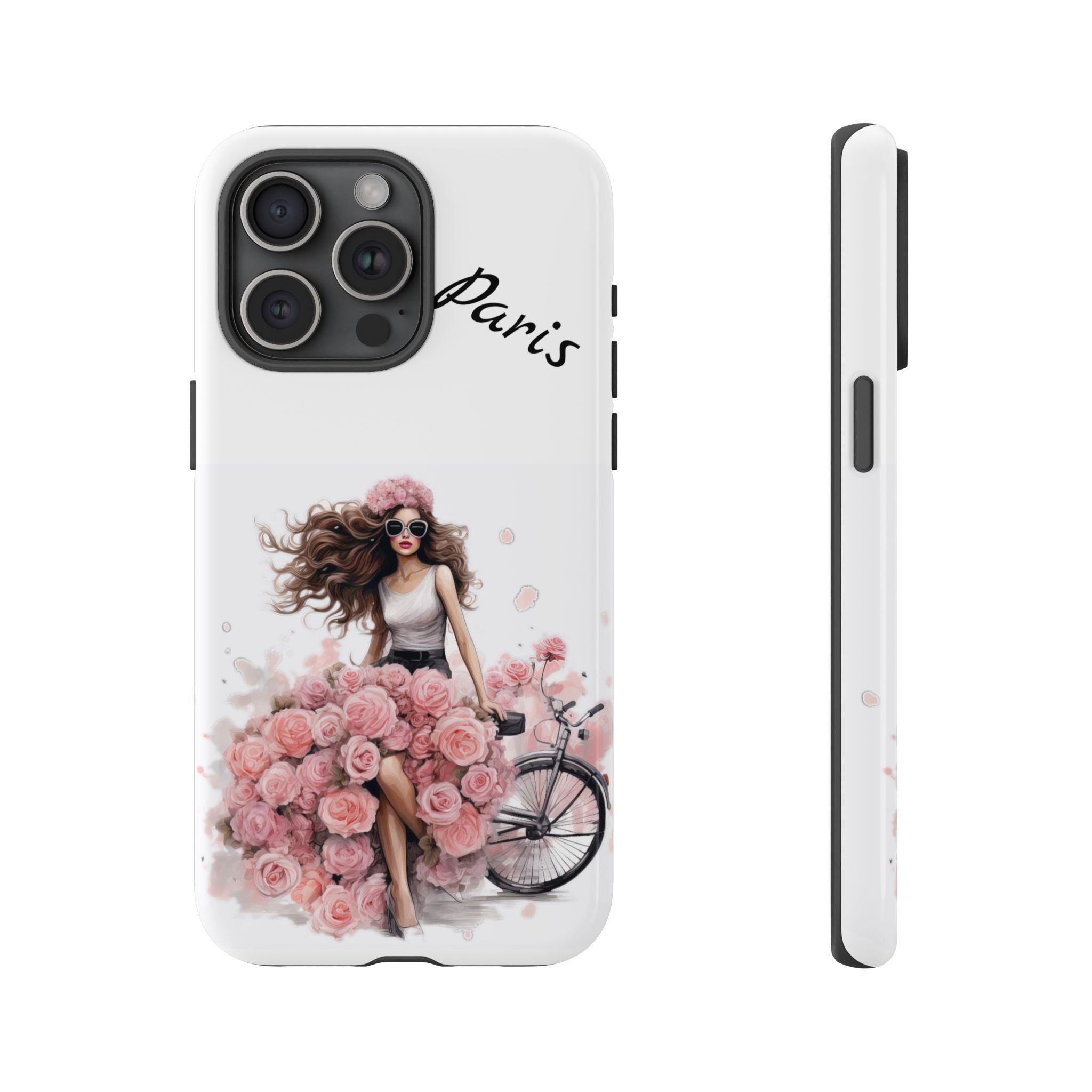 Paris Rose Bicycle woman phone case | Floral iPhone case Printify