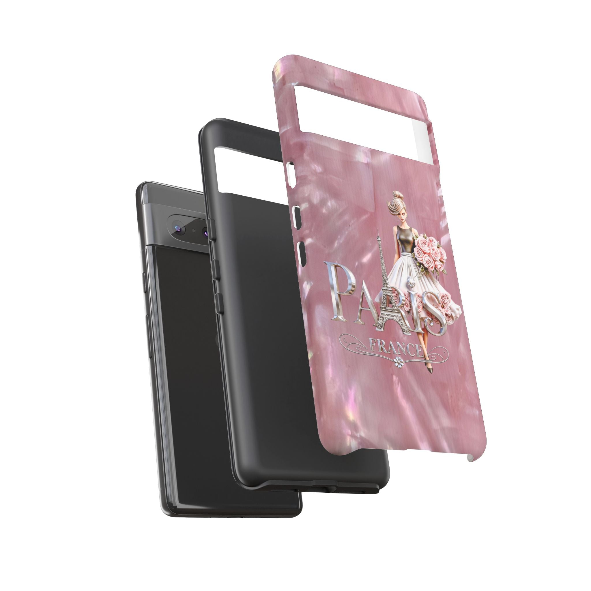 Paris Floral Phone Case - Pink Eiffel Tower Fashion Girl Tough Case Printify