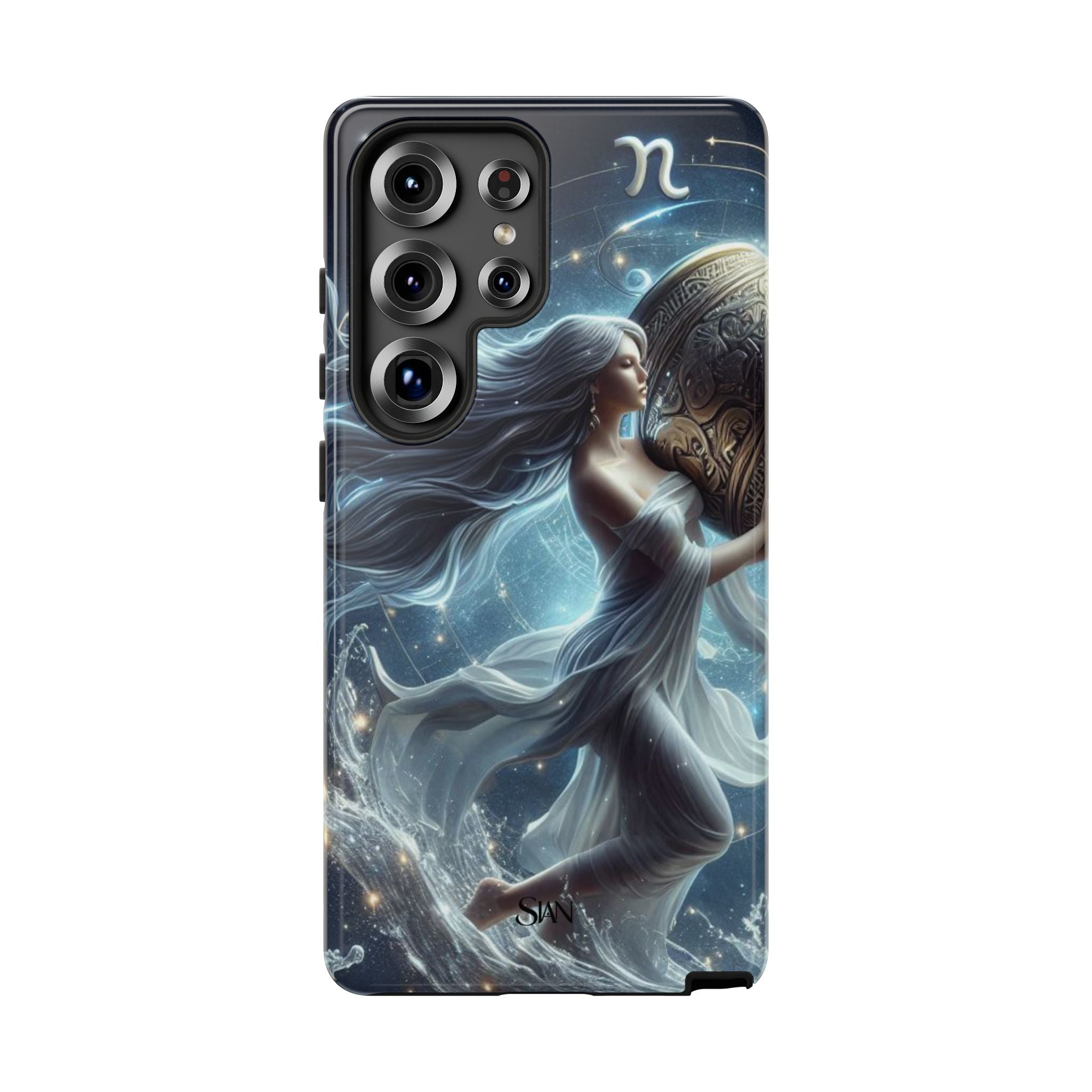 Moonlit Athena figure phone case | Goddess warrior celestial art tough case Printify