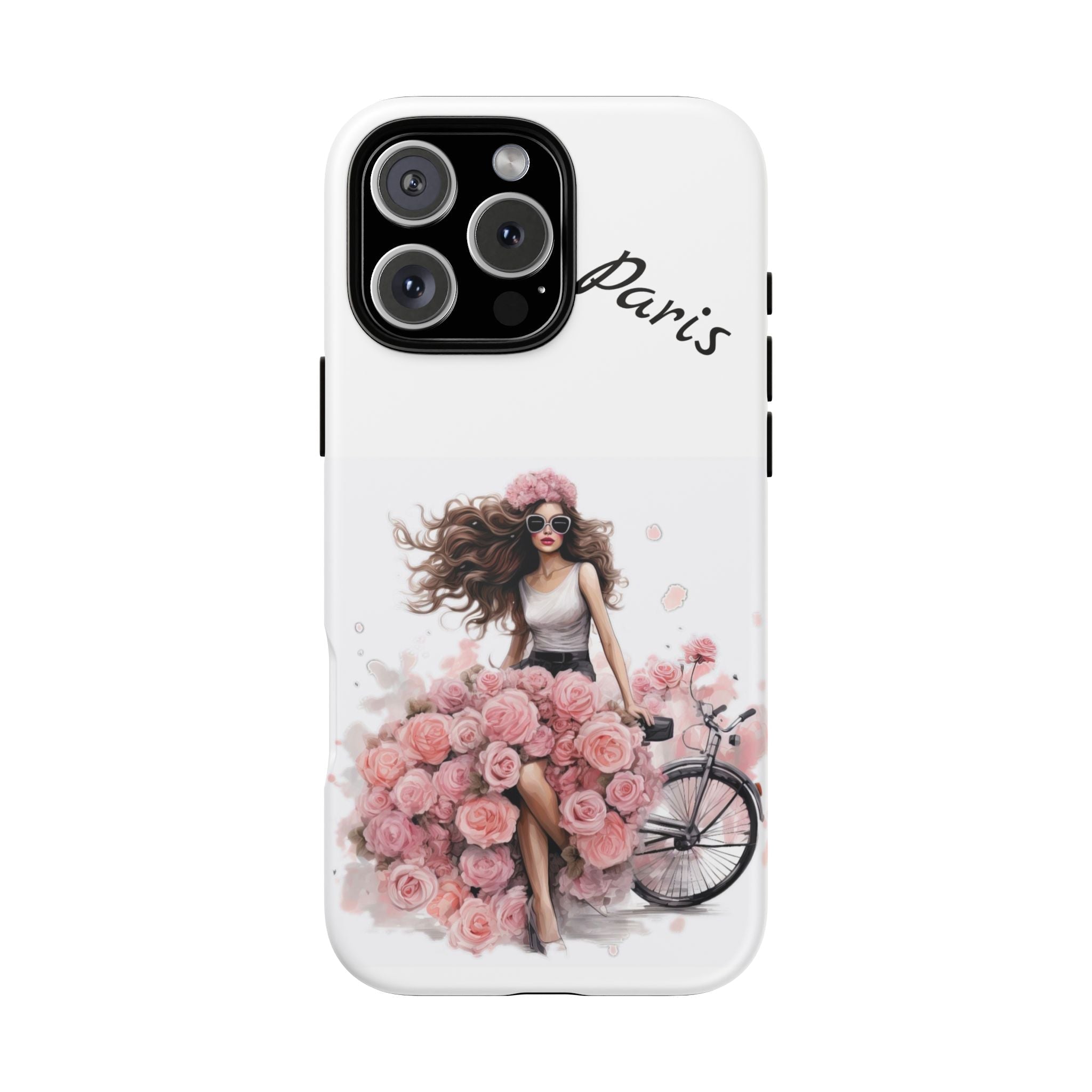 Paris Rose Bicycle woman phone case | Floral iPhone case Printify