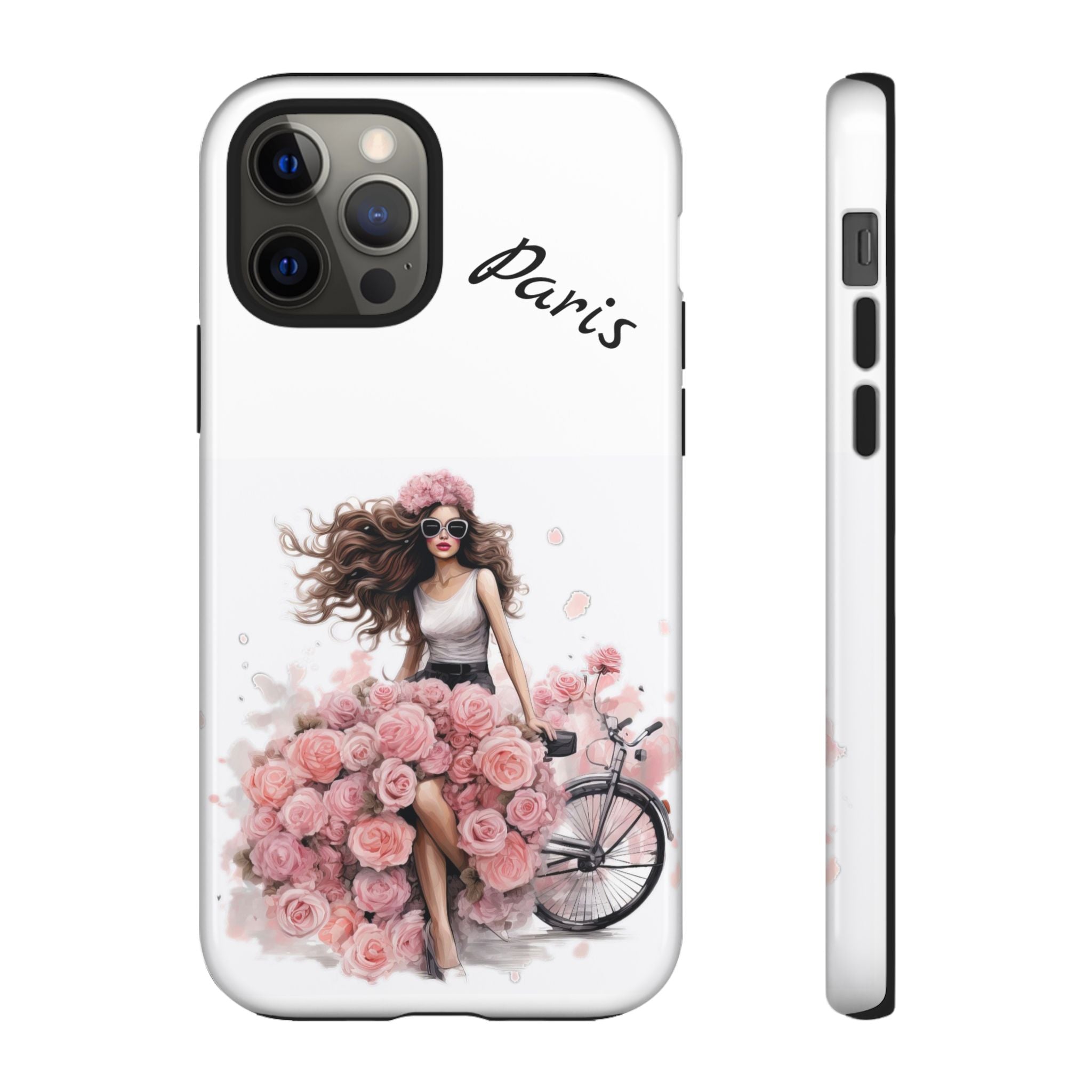 Paris Rose Bicycle woman phone case | Floral iPhone case Printify