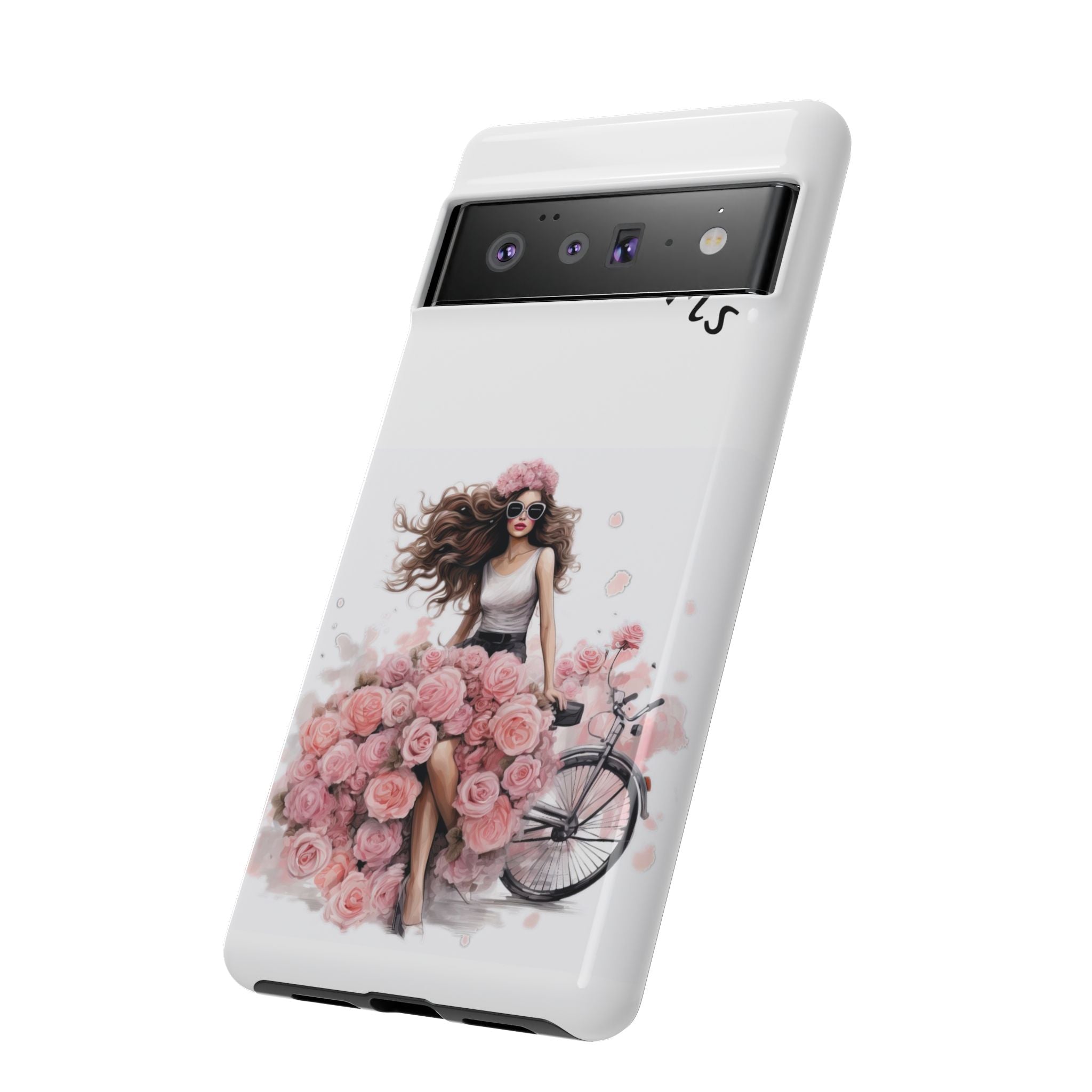 Paris Rose Bicycle woman phone case | Floral iPhone case Printify