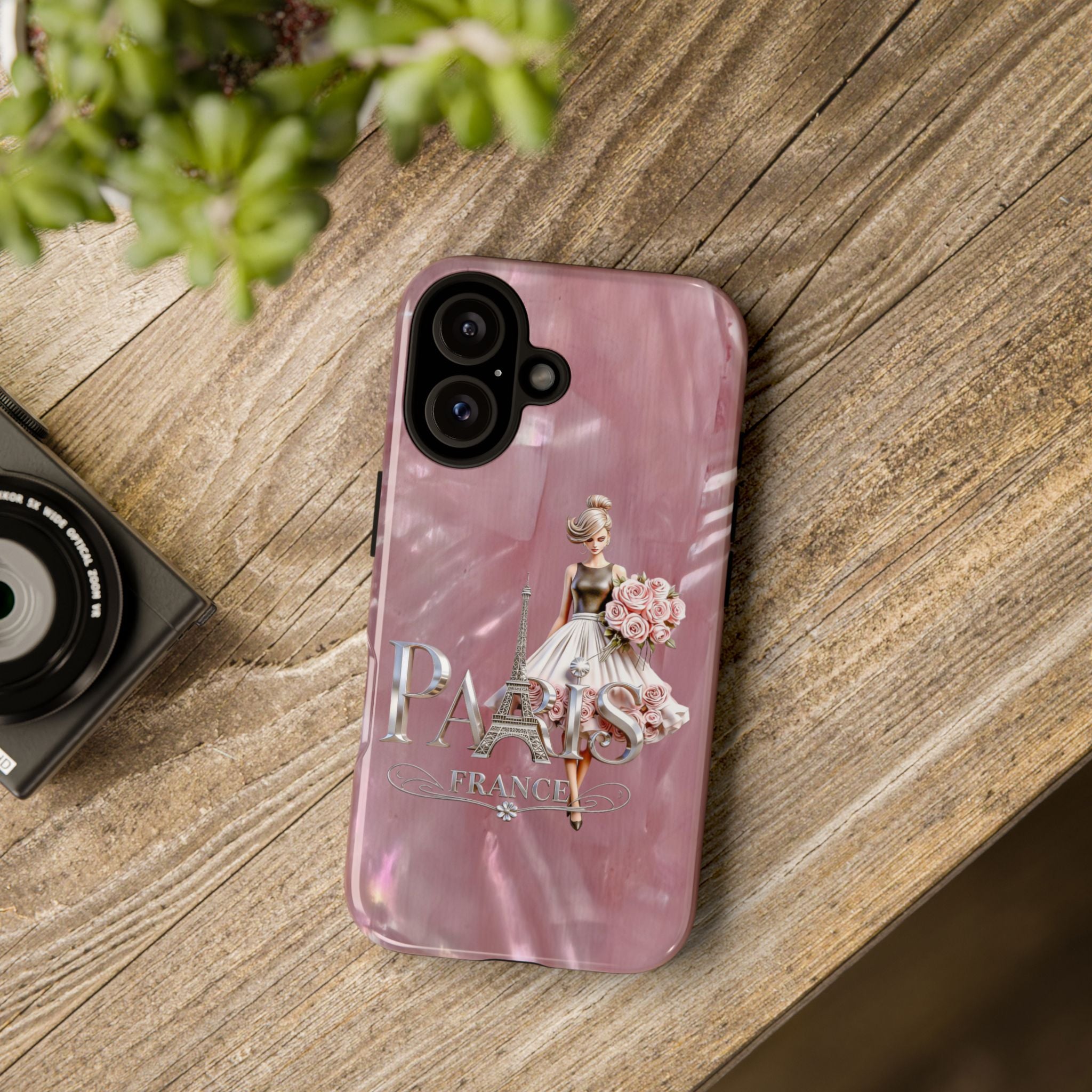 Paris Floral Phone Case - Pink Eiffel Tower Fashion Girl Tough Case Printify
