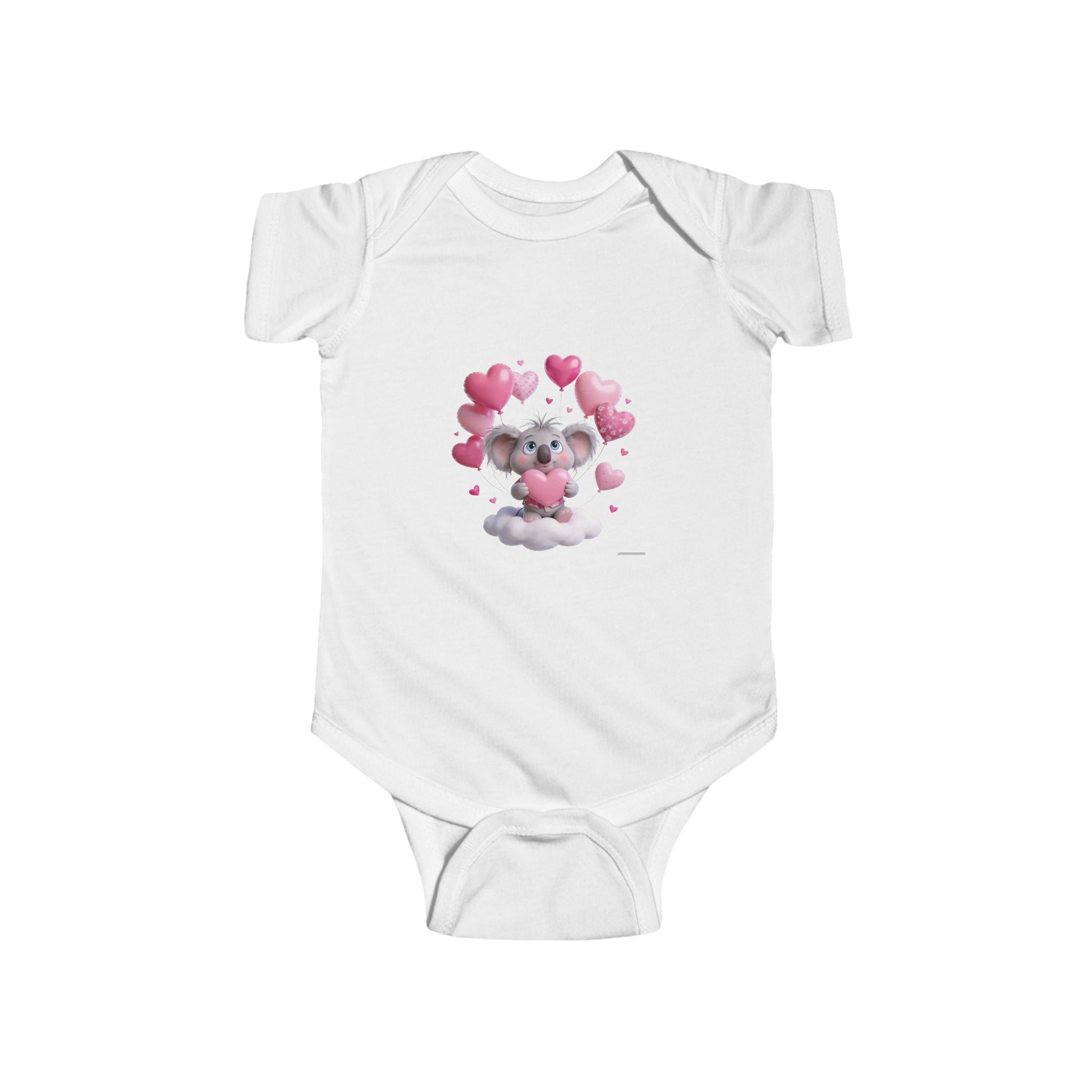 Infant Bodysuit — Cute Teddy Bear with Pink Hearts Baby Onesie (Valentine’s Day/Newborn Gift) Printify