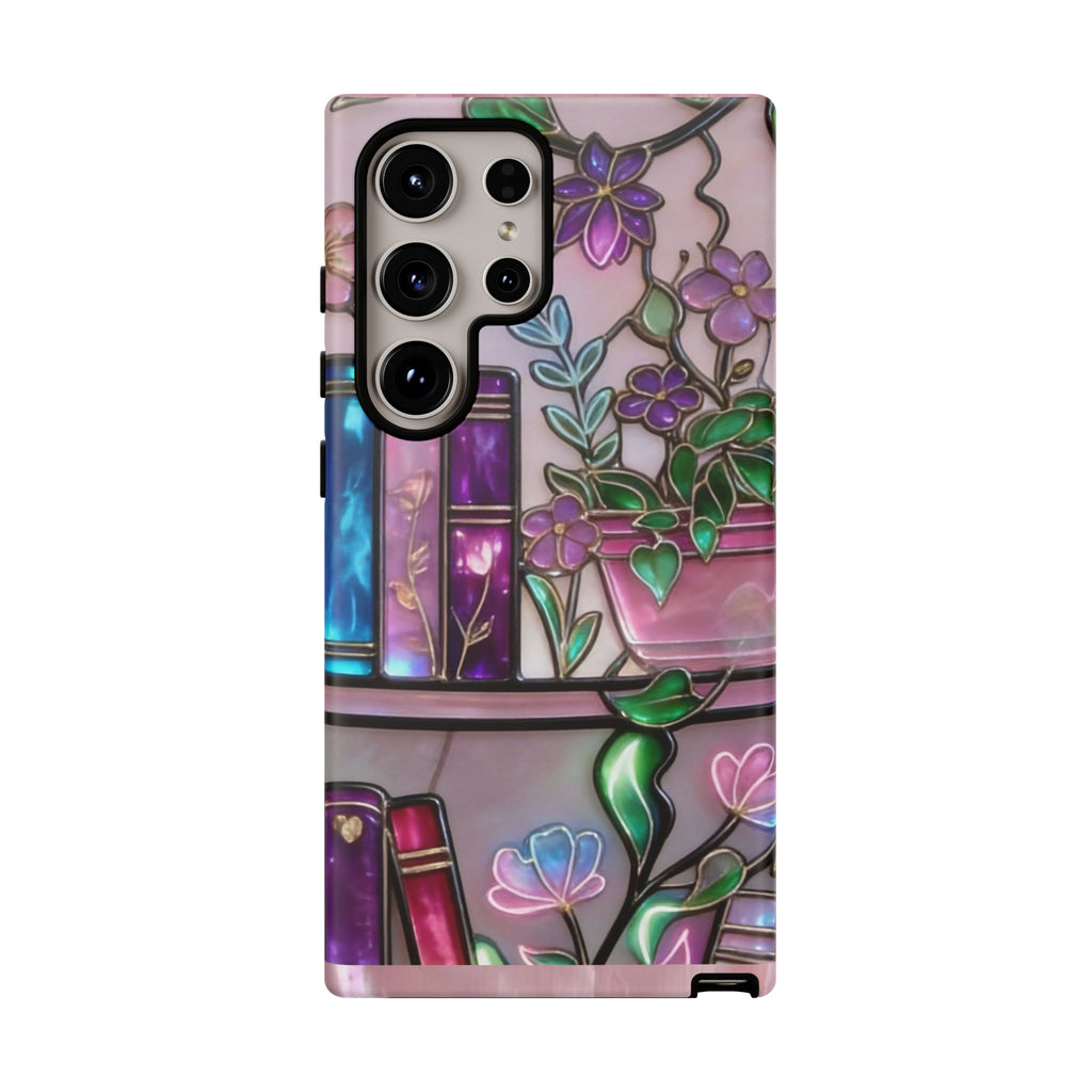Floral Bookshelf Phone Case — Pastel Botanicals & Magical Book Art Printify