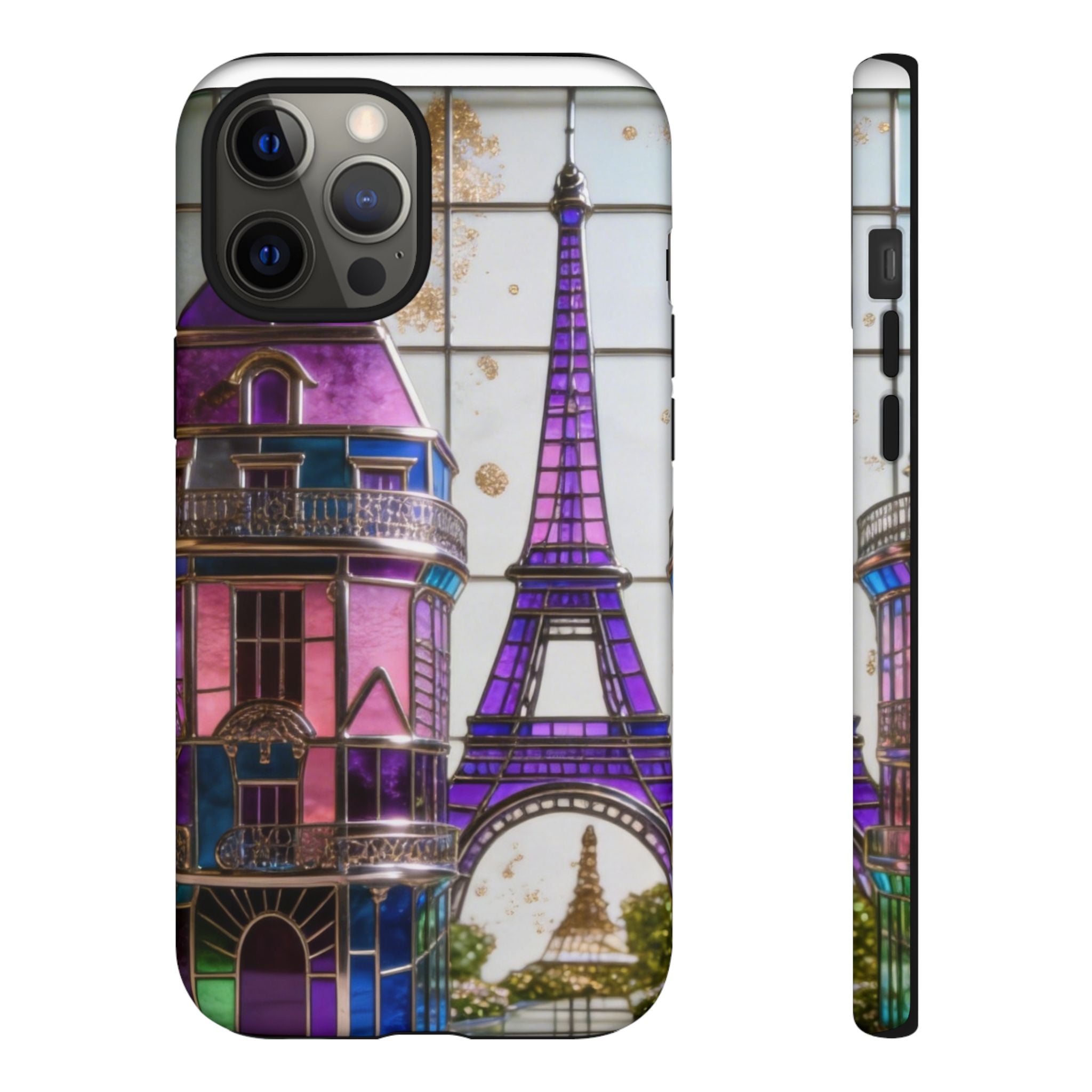 Parisian Eiffel Tower Tough Phone Case — Purple Vintage Cityscape Printify