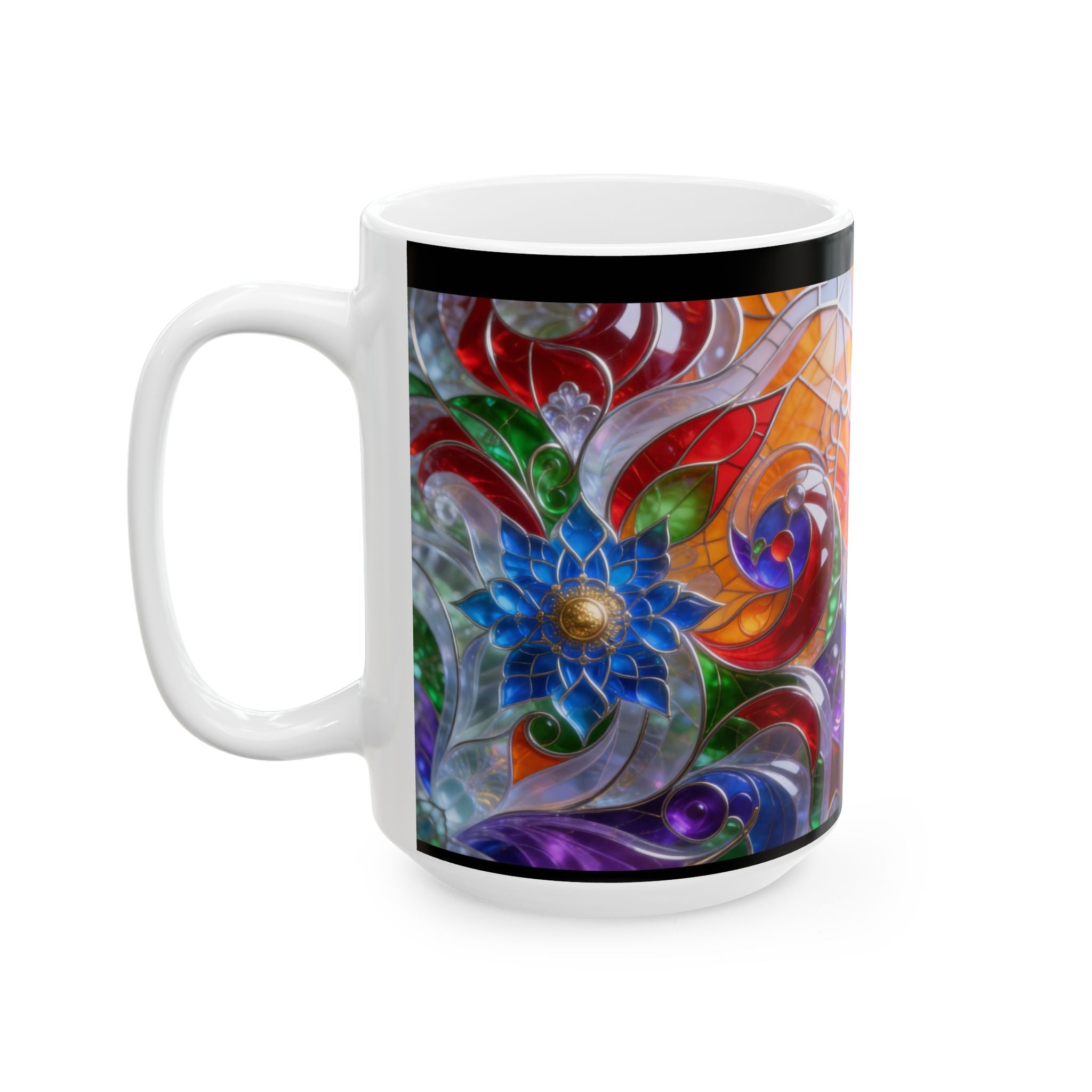 Color Glass Abstract Ceramic Mug — Colorful Kaleidoscope 11oz & 15oz Printify