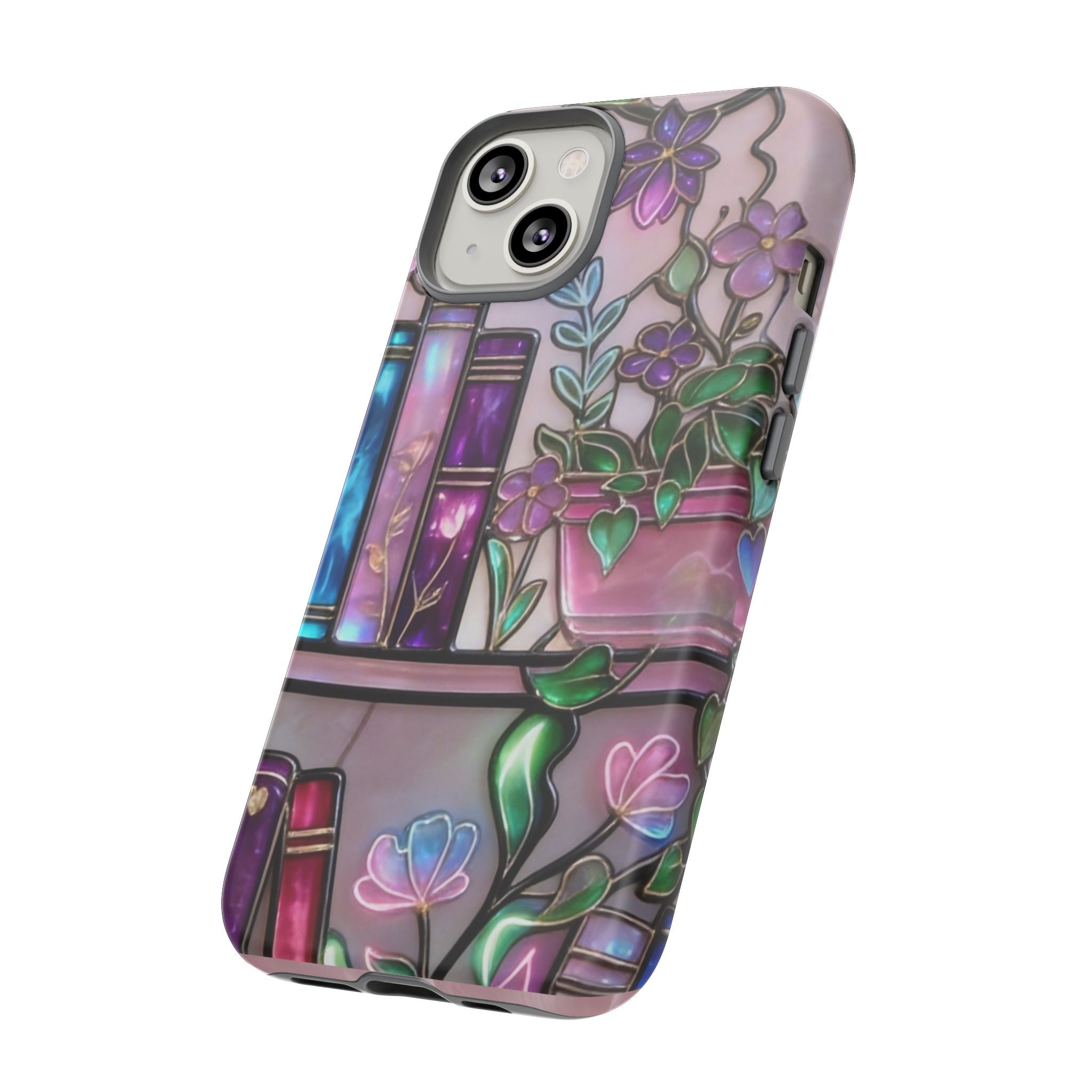 Floral Bookshelf Phone Case — Pastel Botanicals & Magical Book Art Printify
