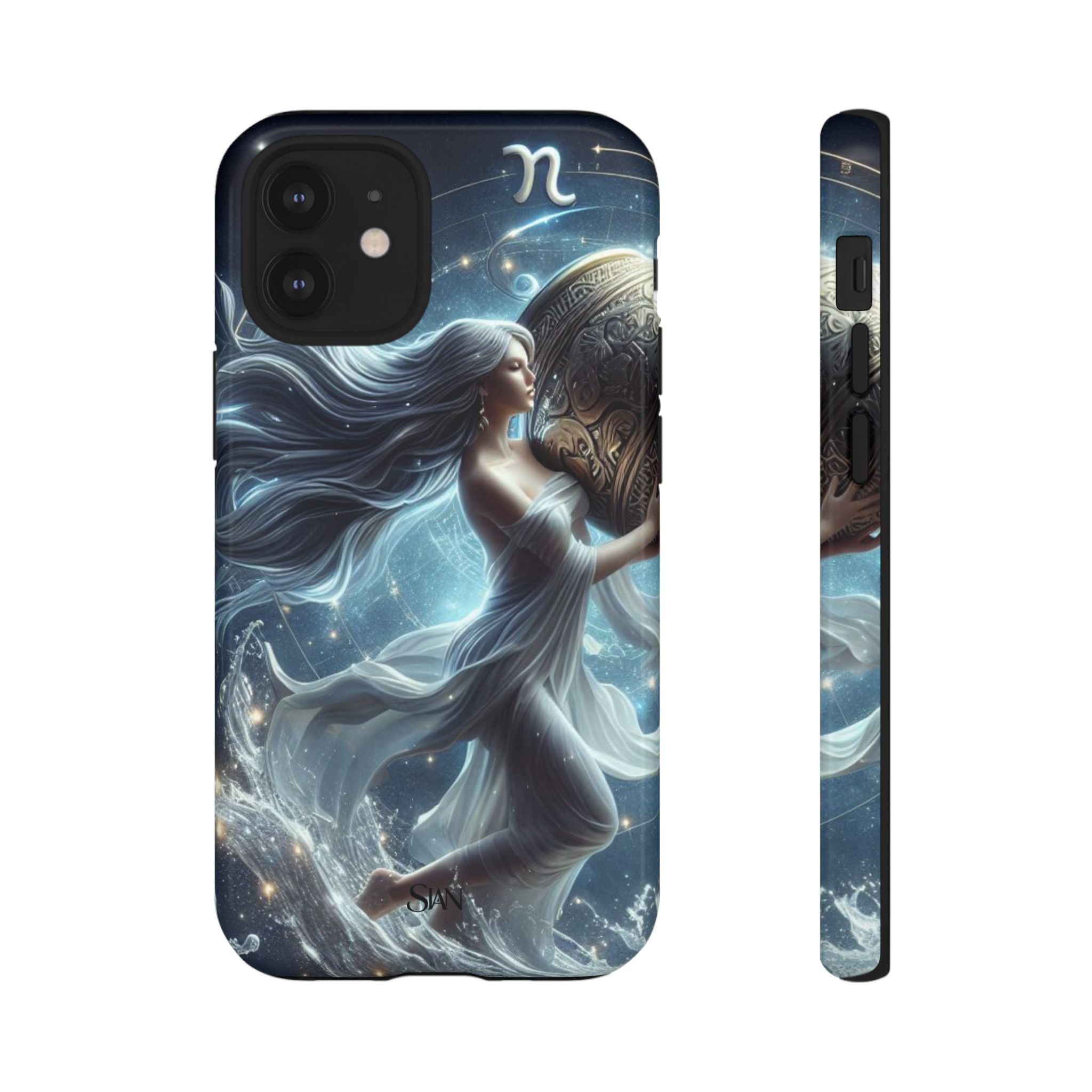 Moonlit Athena figure phone case | Goddess warrior celestial art tough case Printify