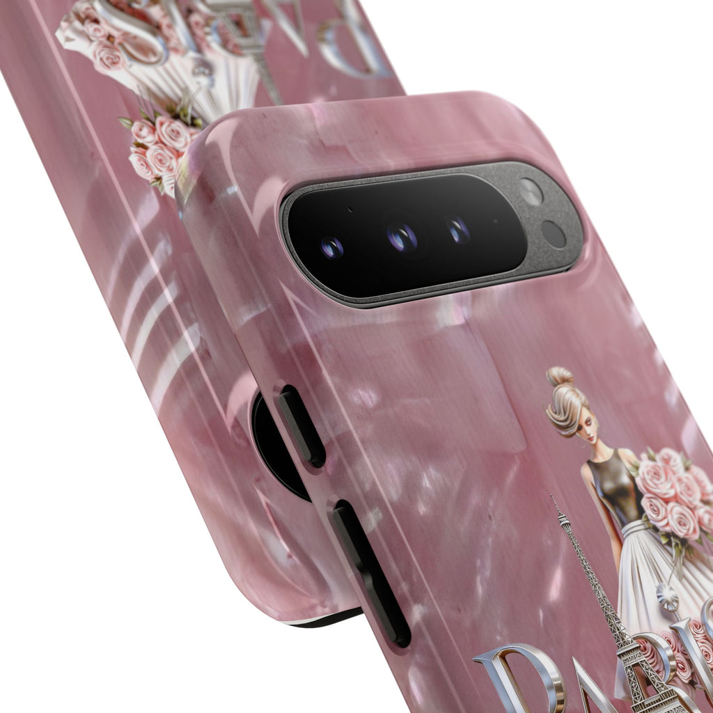 Paris Floral Phone Case - Pink Eiffel Tower Fashion Girl Tough Case Printify