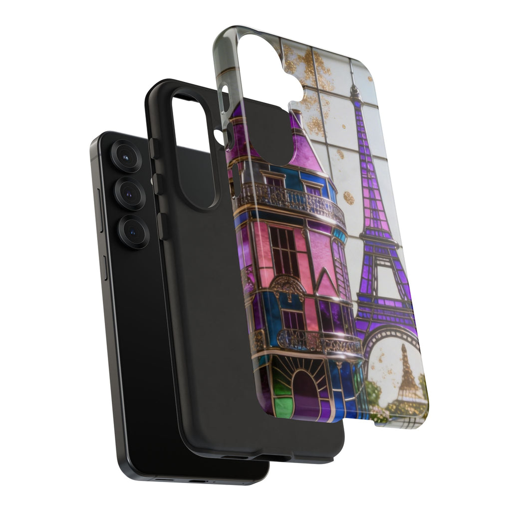 Parisian Eiffel Tower Tough Phone Case — Purple Vintage Cityscape Printify