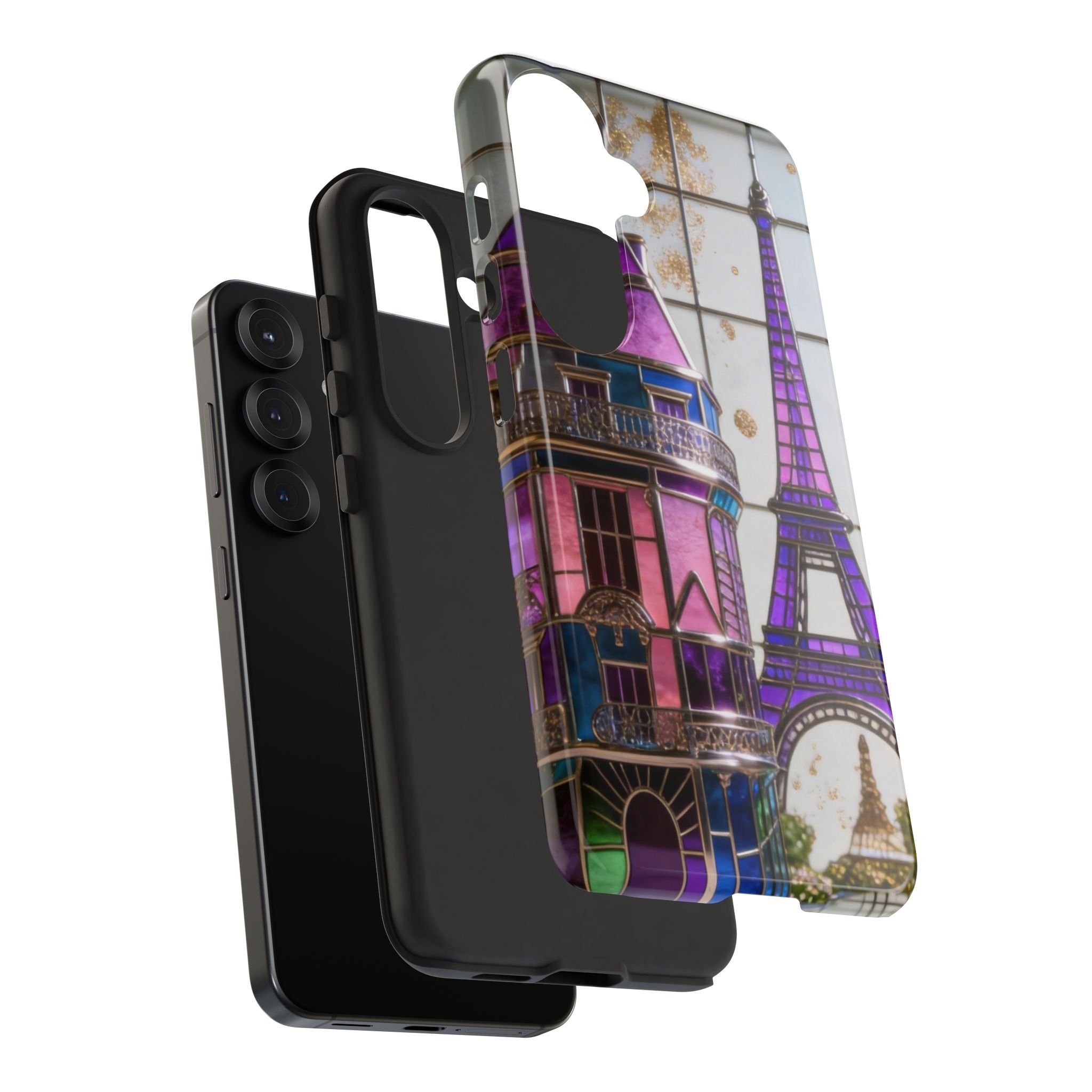Parisian Eiffel Tower Tough Phone Case — Purple Vintage Cityscape Printify