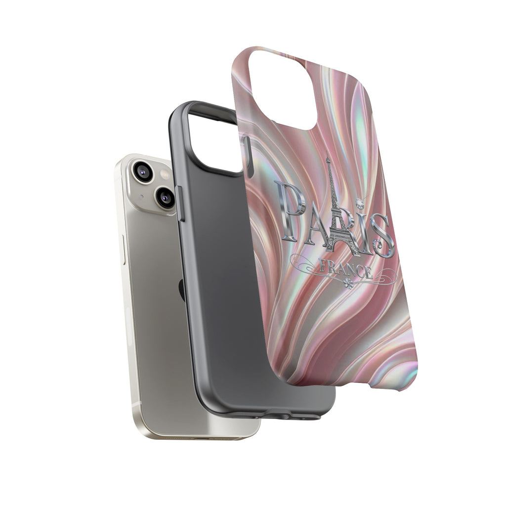 Paris Eiffel Phone Case — Iridescent Swirl Tough Case Printify