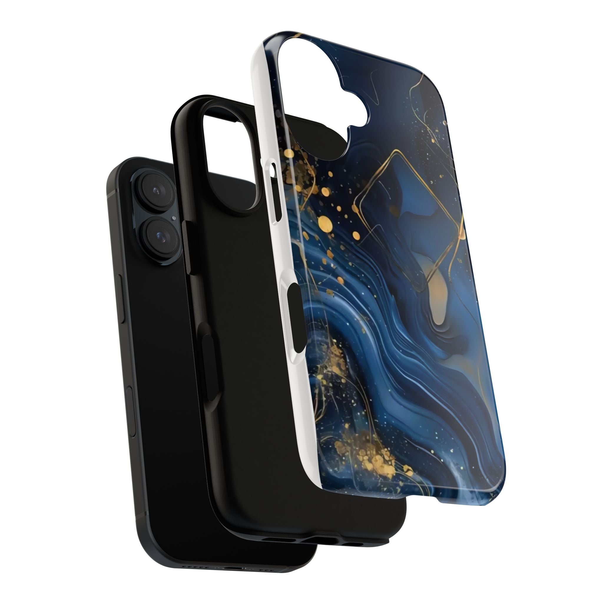 Blue Gold Marble Tough Phone Case — Protective Artistic iPhone Cover Printify