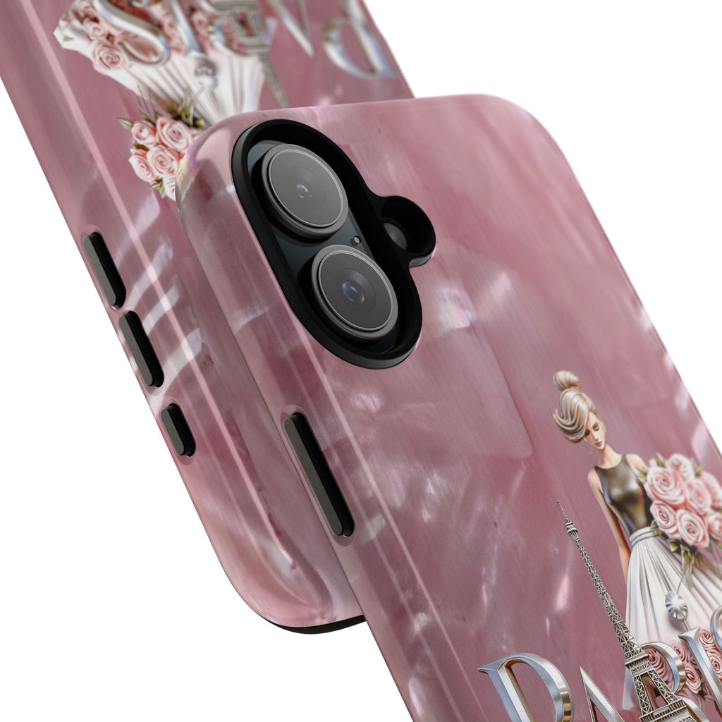 Paris Floral Phone Case - Pink Eiffel Tower Fashion Girl Tough Case Printify