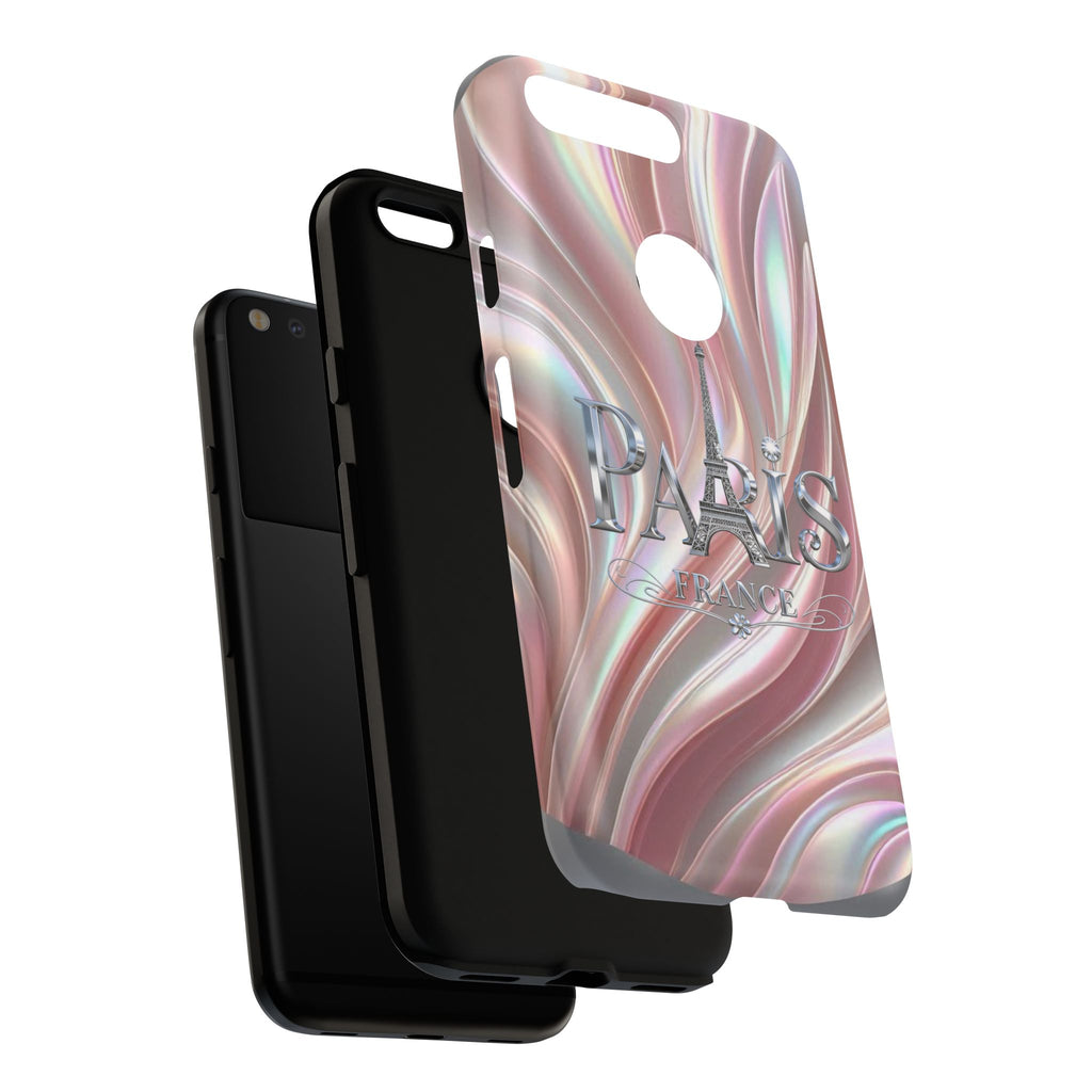 Paris Eiffel Phone Case — Iridescent Swirl Tough Case Printify