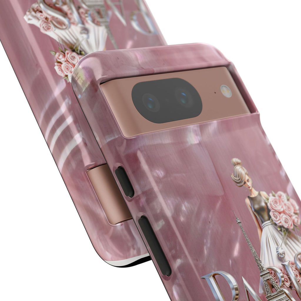Paris Floral Phone Case - Pink Eiffel Tower Fashion Girl Tough Case Printify