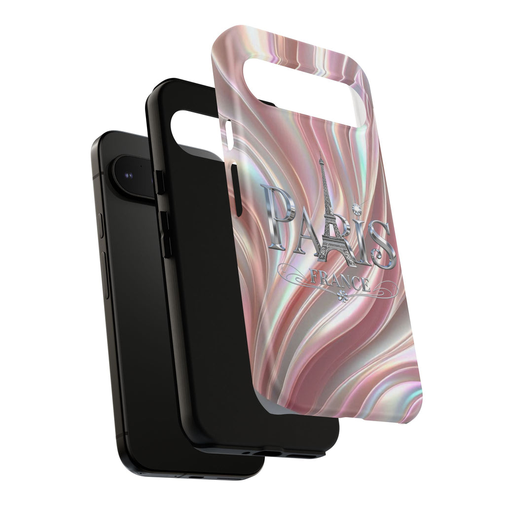 Paris Eiffel Phone Case — Iridescent Swirl Tough Case Printify