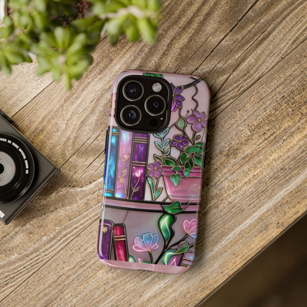 Floral Bookshelf Phone Case — Pastel Botanicals & Magical Book Art Printify