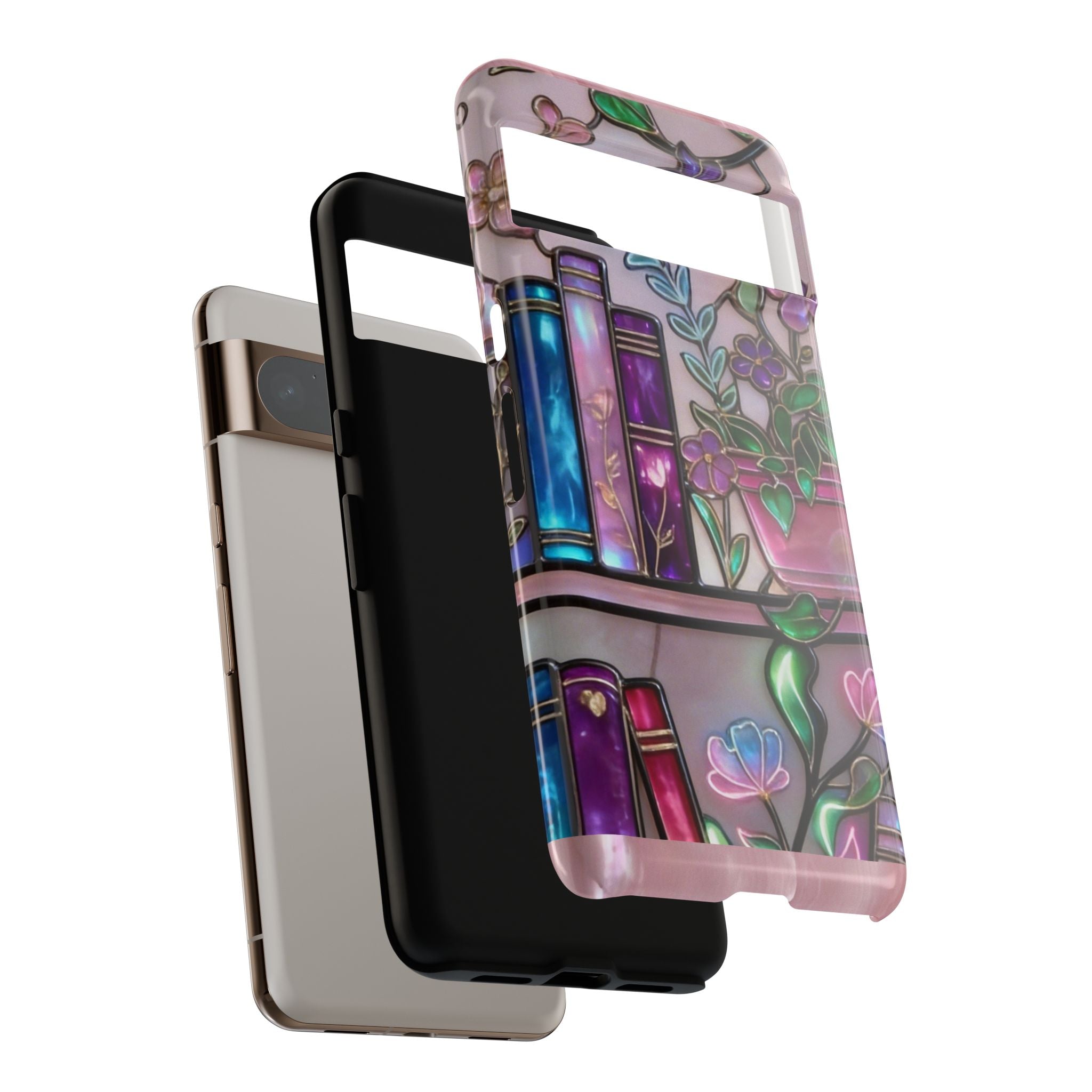 Floral Bookshelf Phone Case — Pastel Botanicals & Magical Book Art Printify