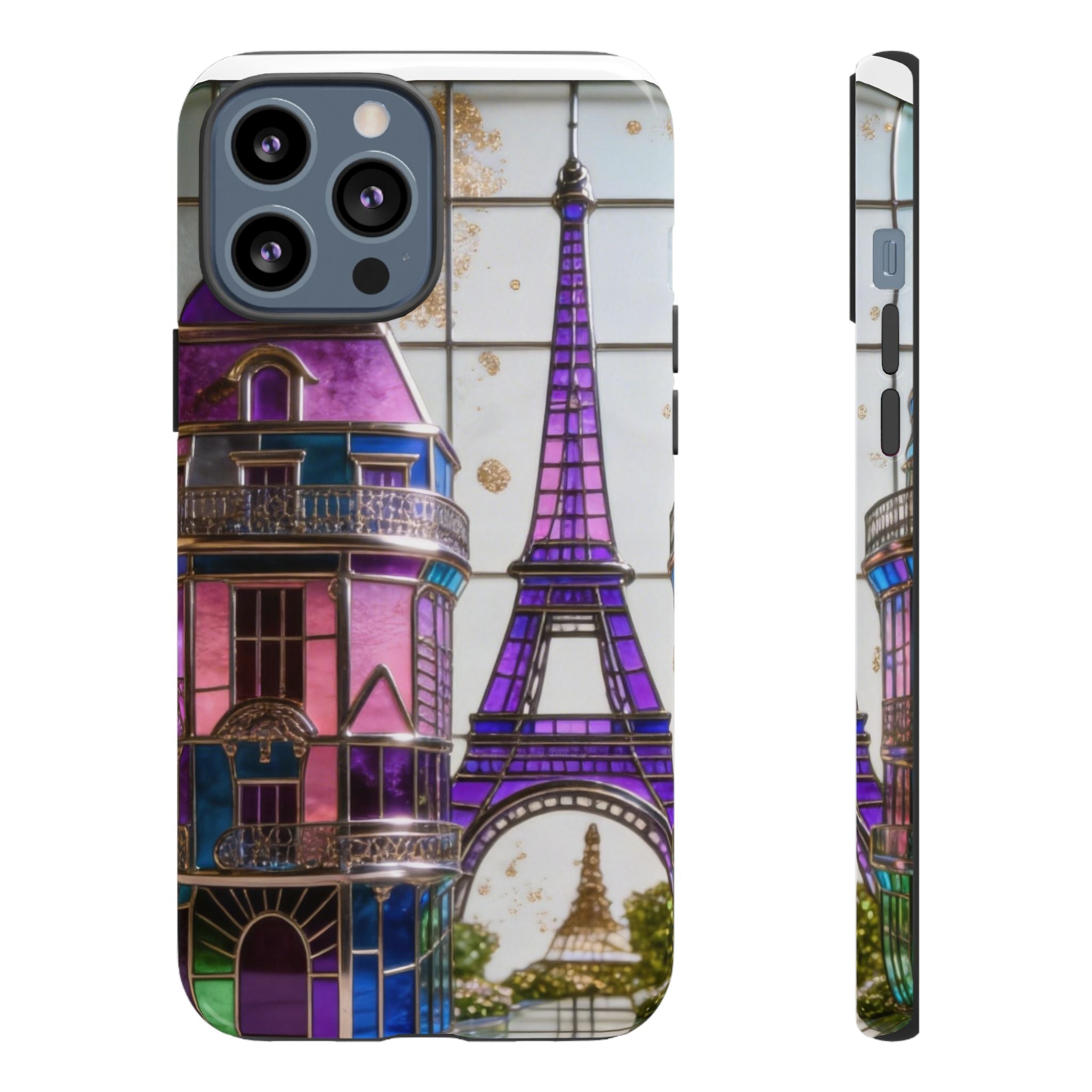Parisian Eiffel Tower Tough Phone Case — Purple Vintage Cityscape Printify