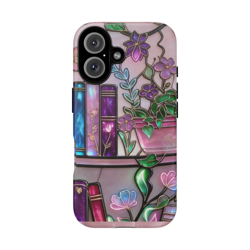 Floral Bookshelf Phone Case — Pastel Botanicals & Magical Book Art Printify