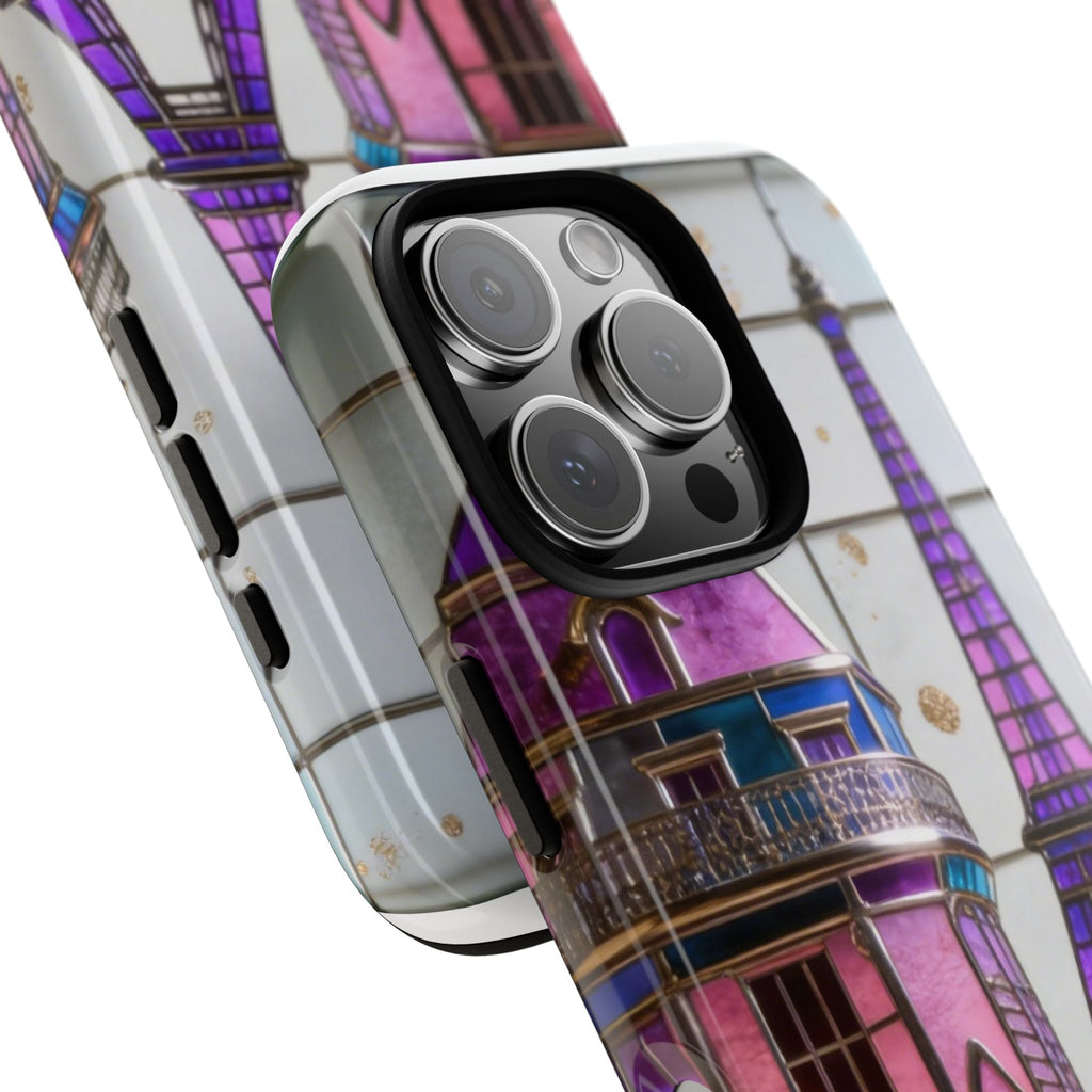 Parisian Eiffel Tower Tough Phone Case — Purple Vintage Cityscape Printify