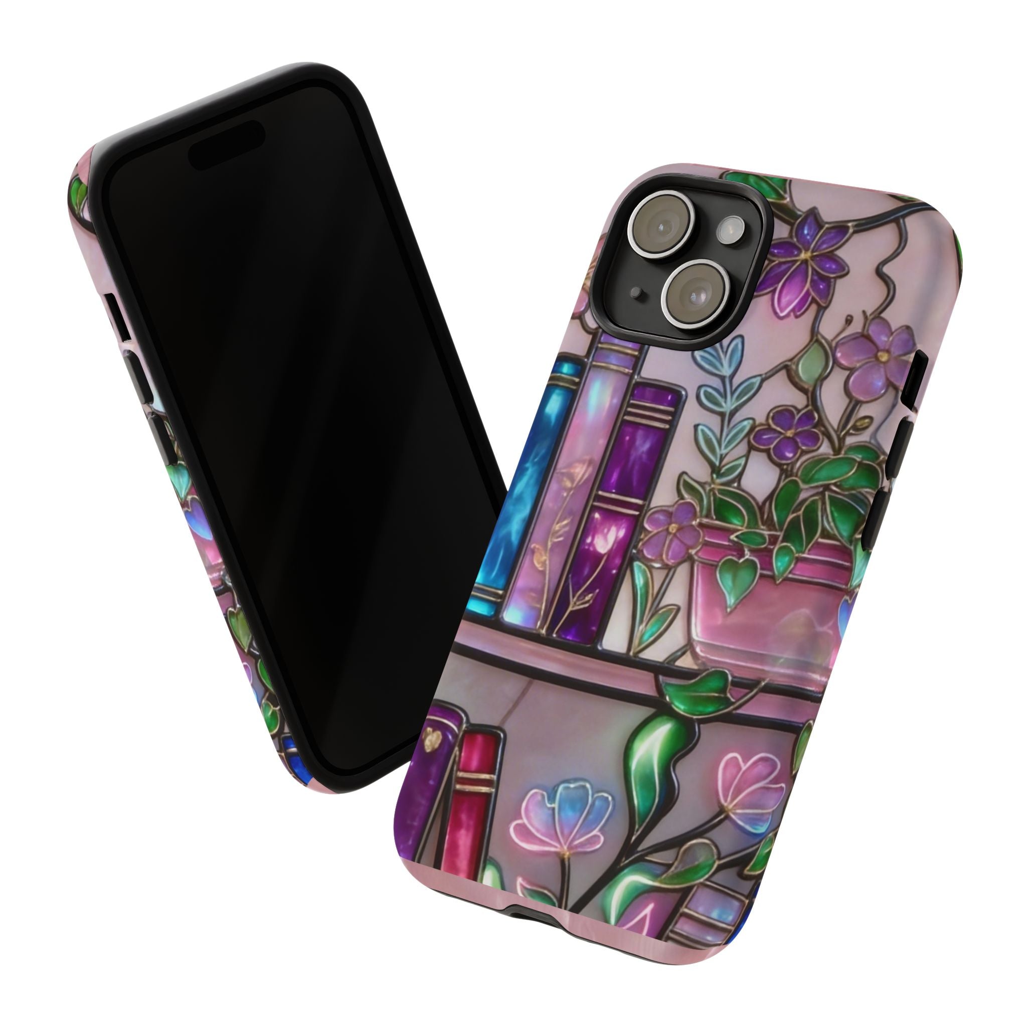 Floral Bookshelf Phone Case — Pastel Botanicals & Magical Book Art Printify