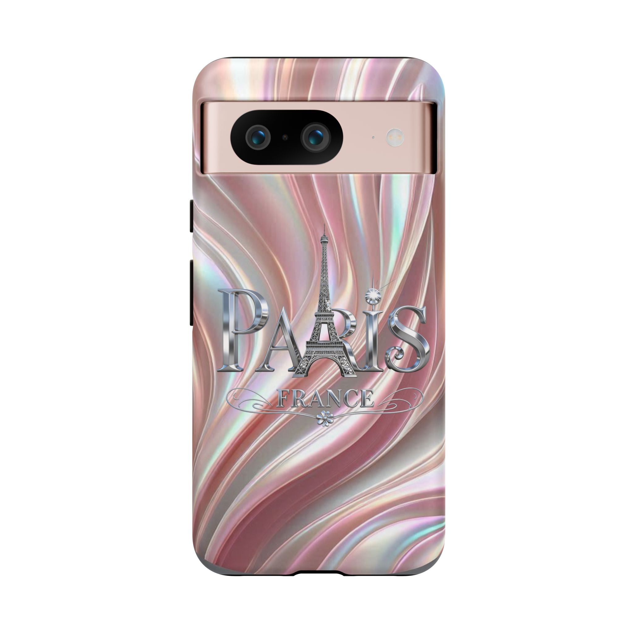 Paris Eiffel Phone Case — Iridescent Swirl Tough Case Printify