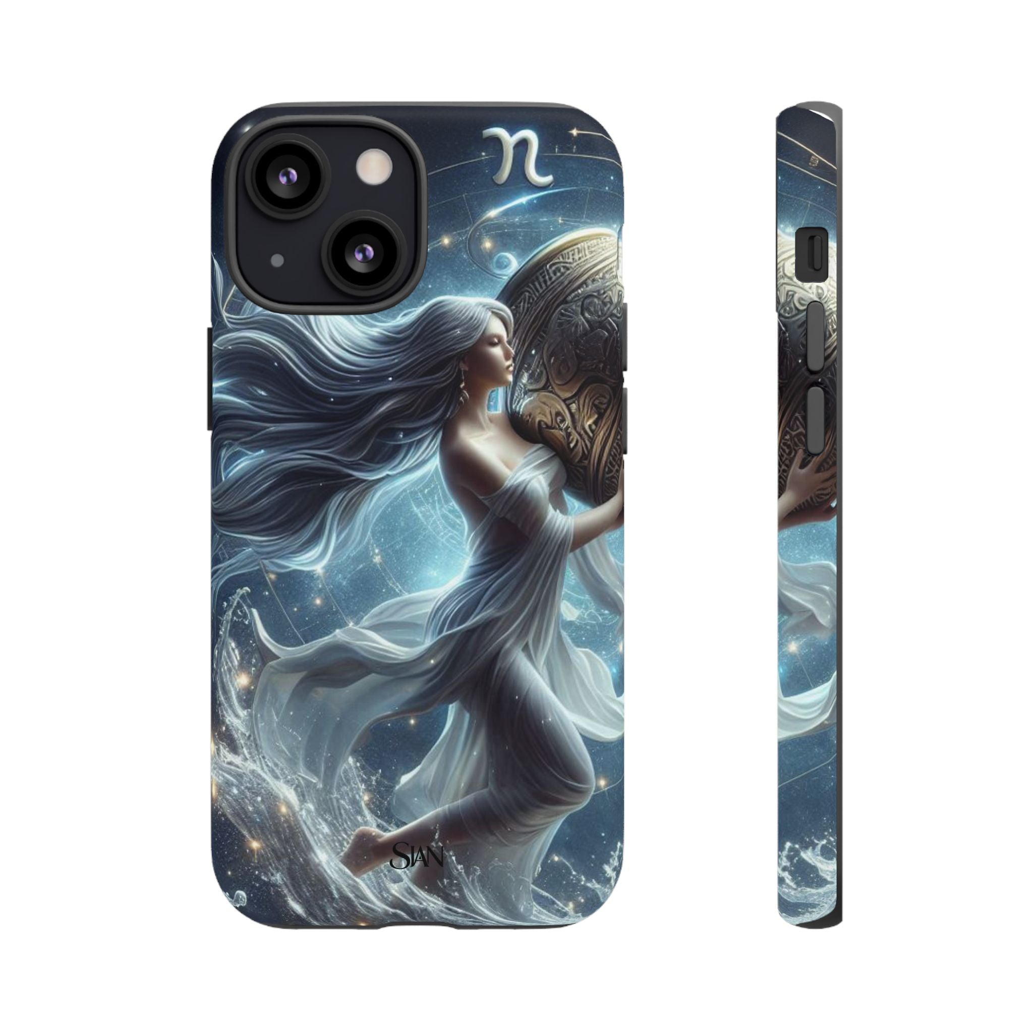 Moonlit Athena figure phone case | Goddess warrior celestial art tough case Printify