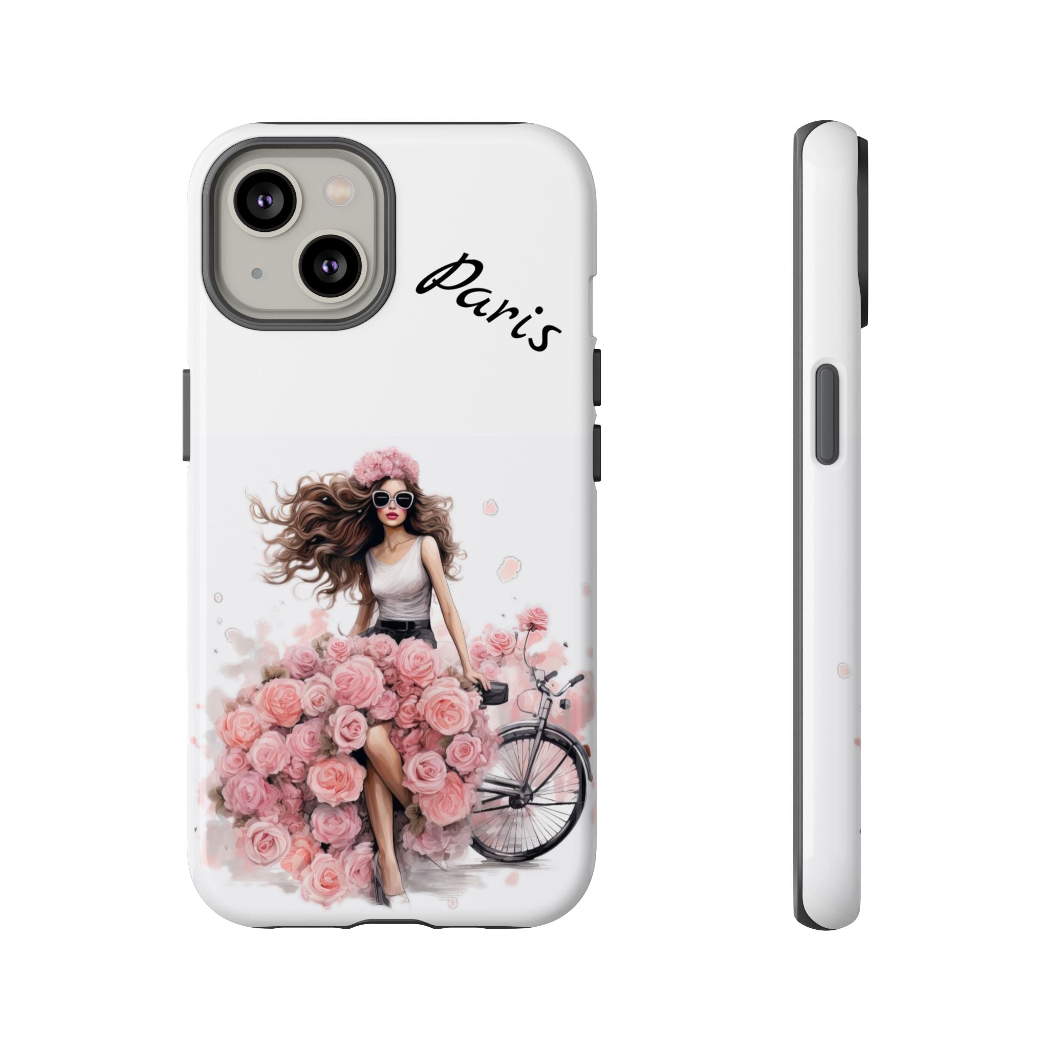 Paris Rose Bicycle woman phone case | Floral iPhone case Printify