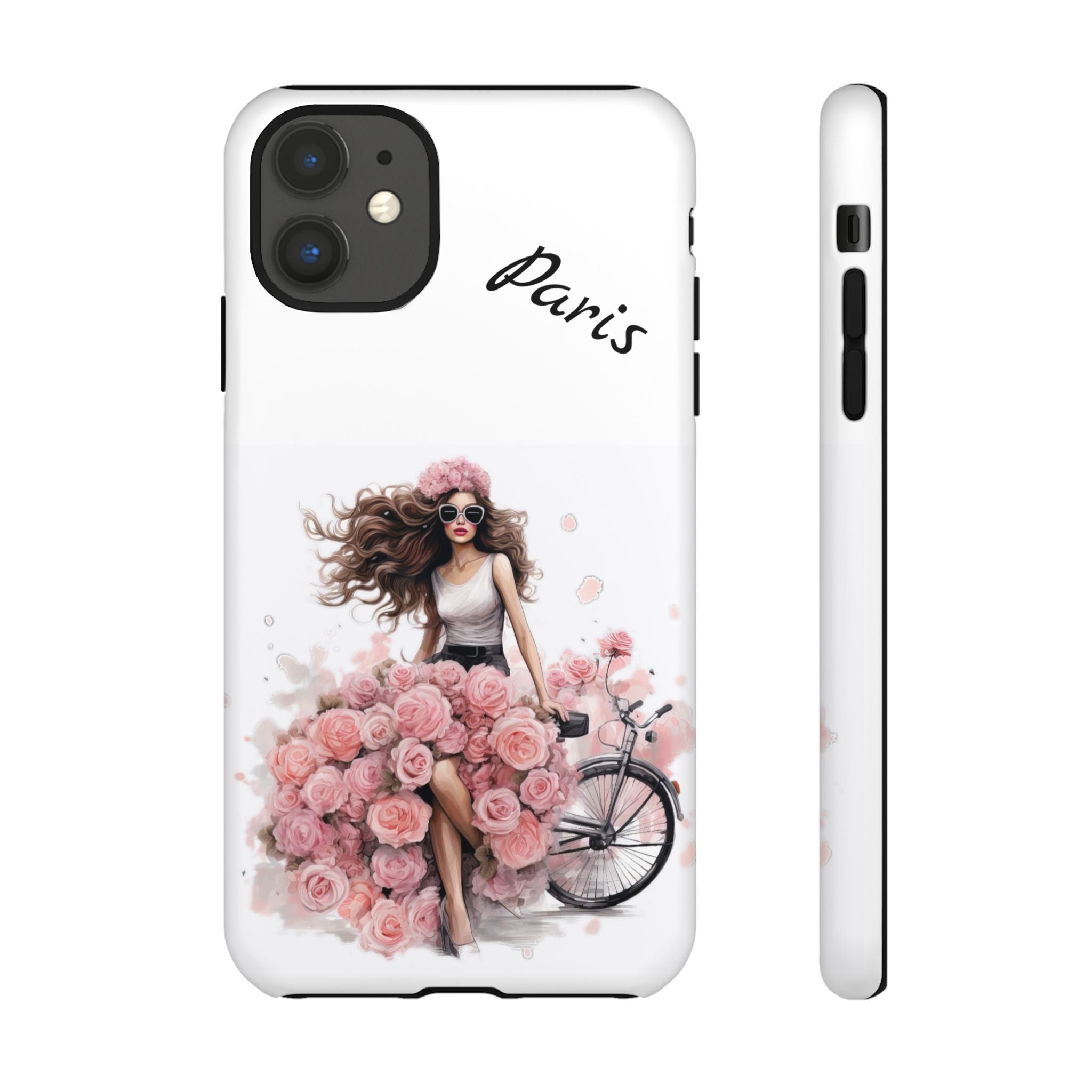 Paris Rose Bicycle woman phone case | Floral iPhone case Printify