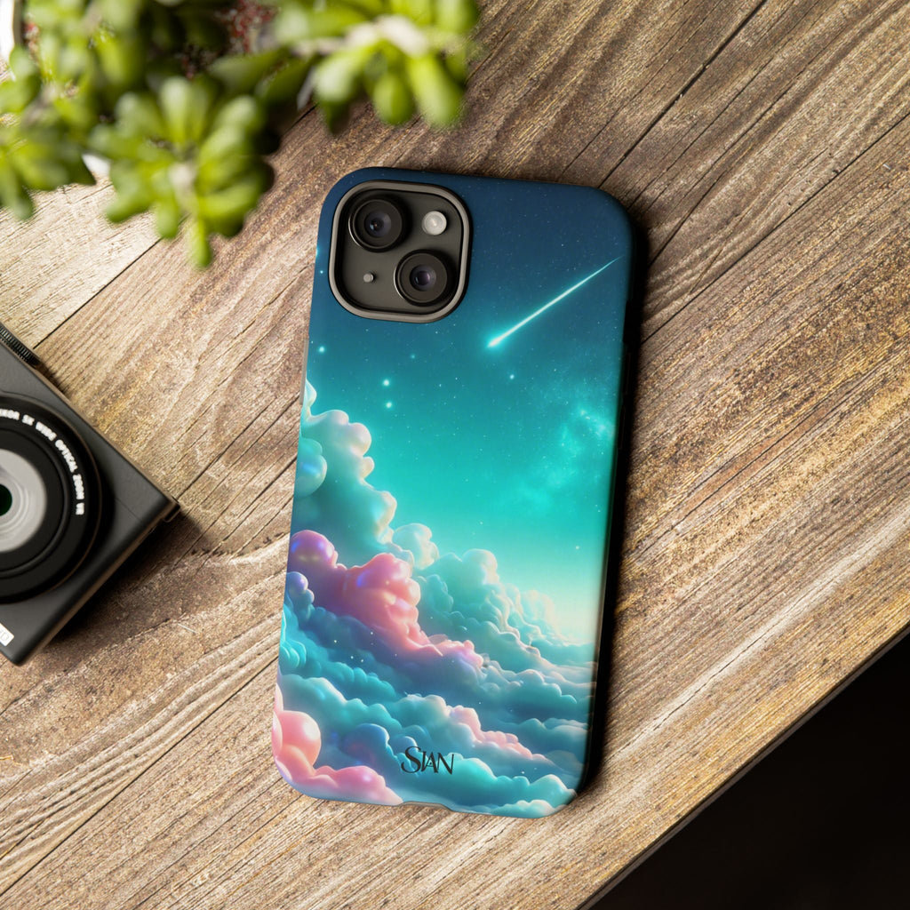Dreamy Pastel Clouds with Shooting Star phone case Printify