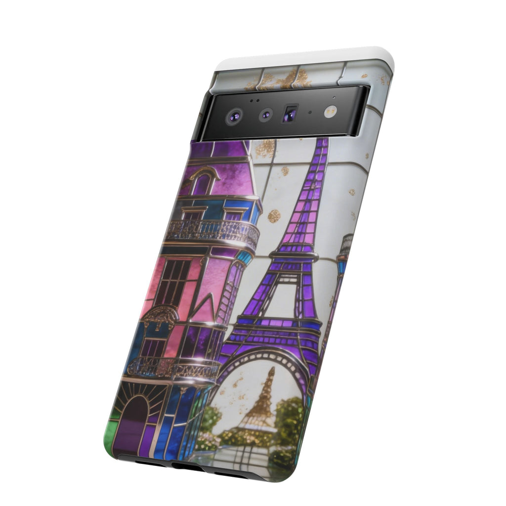 Parisian Eiffel Tower Tough Phone Case — Purple Vintage Cityscape Printify