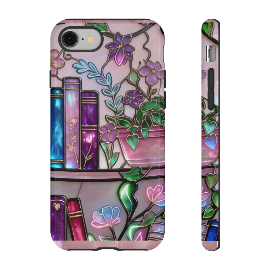 Floral Bookshelf Phone Case — Pastel Botanicals & Magical Book Art Printify