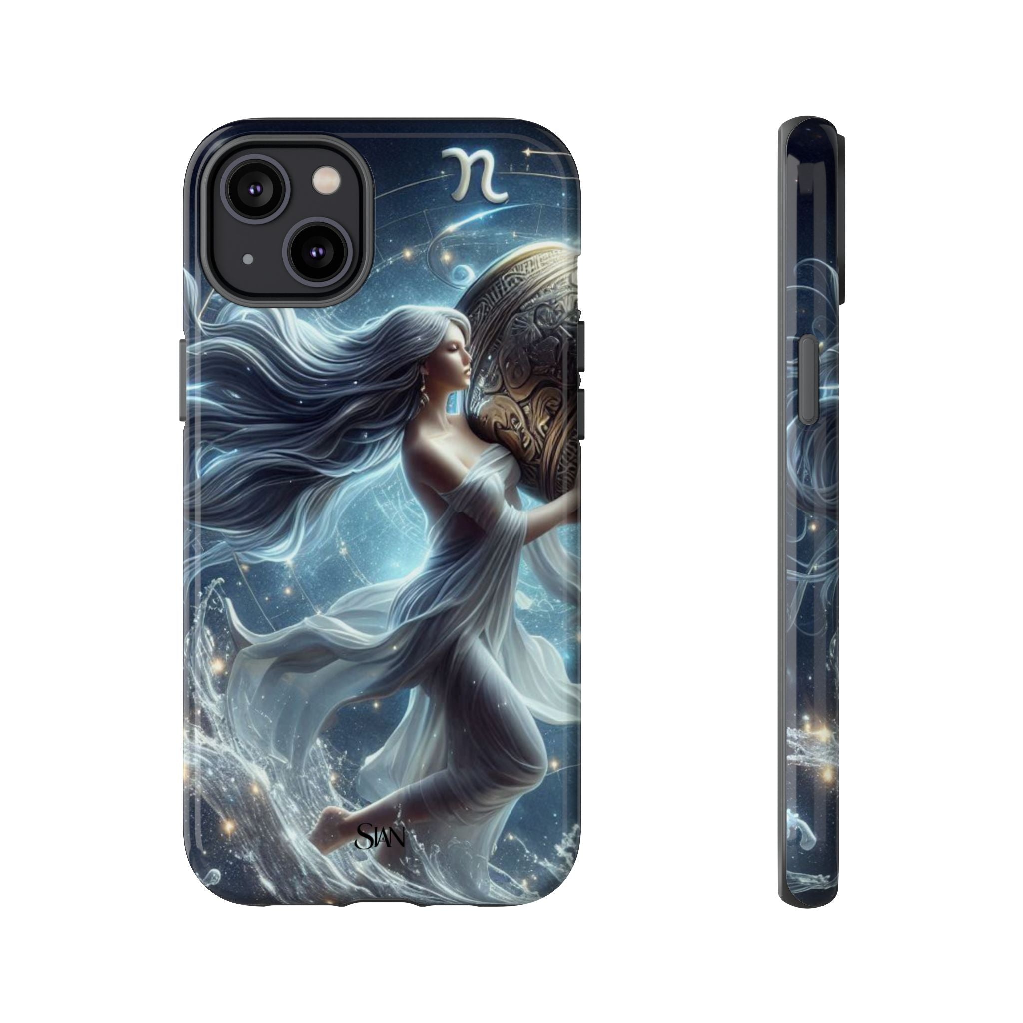 Moonlit Athena figure phone case | Goddess warrior celestial art tough case Printify