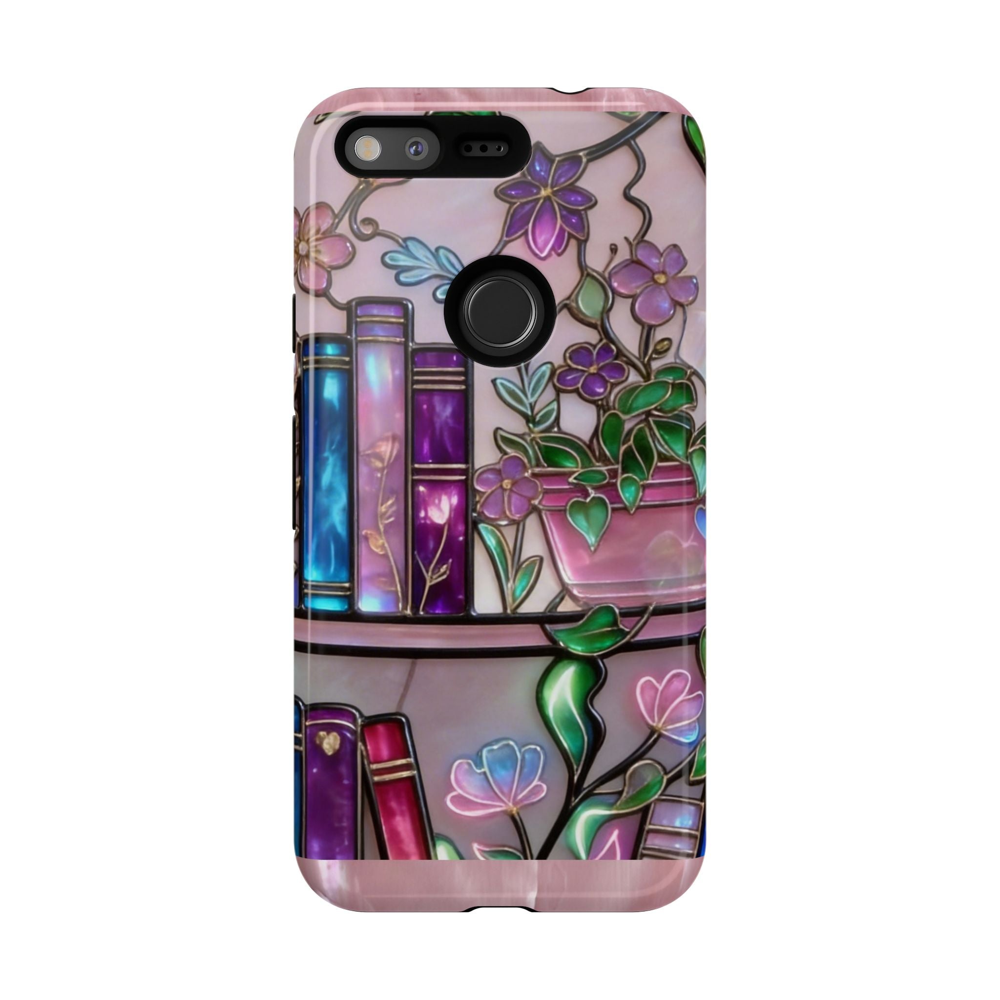 Floral Bookshelf Phone Case — Pastel Botanicals & Magical Book Art Printify