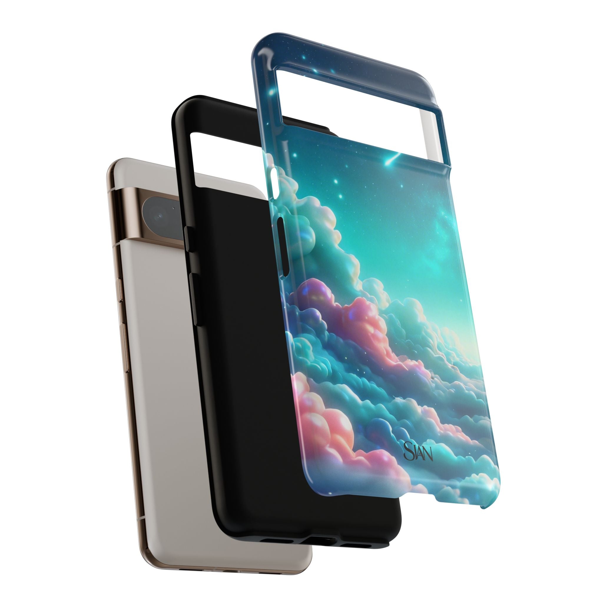 Dreamy Pastel Clouds with Shooting Star phone case Printify